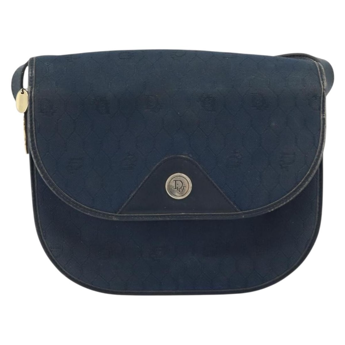 Vintage Honeycomb Canvas Shoulder Bag by Christian Dior Navy France: Vintage Honeycomb Canvas Shoulder Bag by Christian Dior Navy France This Christian Dior Vintage Honeycomb shoulder bag features a navy canvas exterior with the signature honeycomb pattern. Designed fo