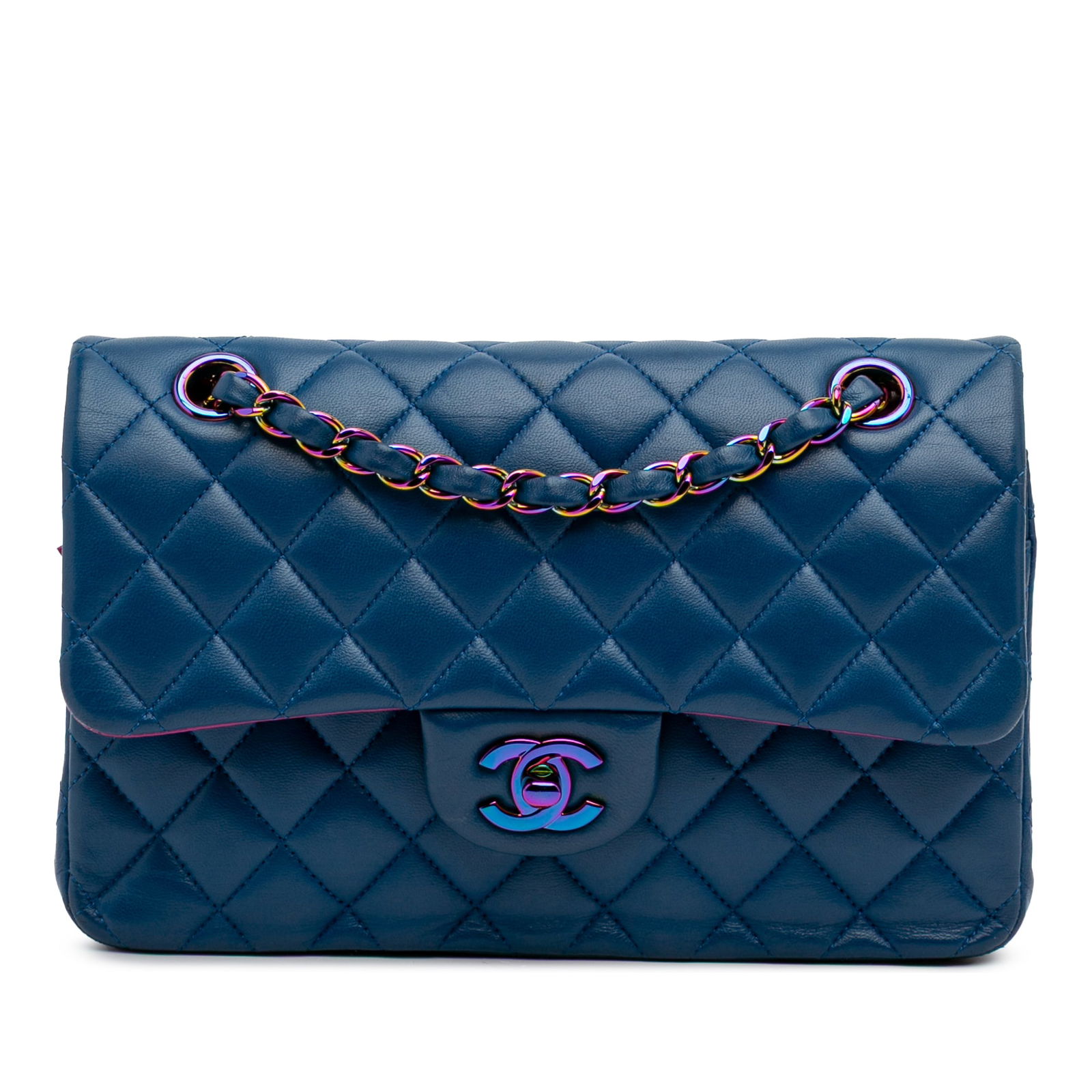 Chanel Small Classic Flap Rainbow Lambskin Bag Blue Leather (1 of 12)