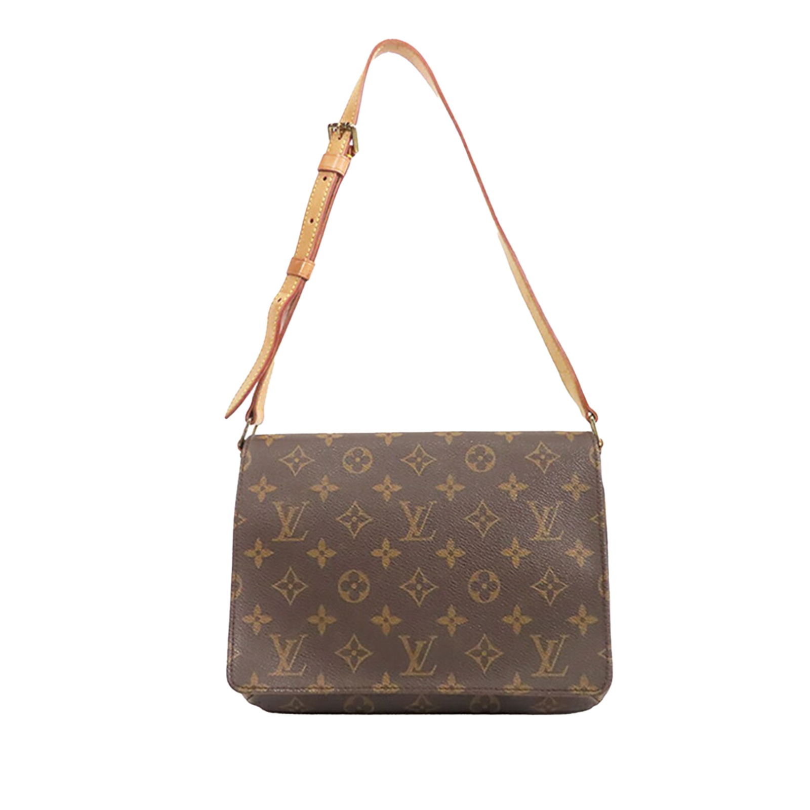 Louis Vuitton Musette Tango Monogram Canvas Shoulder Bag with Short Strap: Louis Vuitton Musette Tango Monogram Canvas Shoulder Bag with Short Strap The Louis Vuitton Monogram Musette Tango Short Strap features a brown monogram canvas body with vachetta leather trim and a va