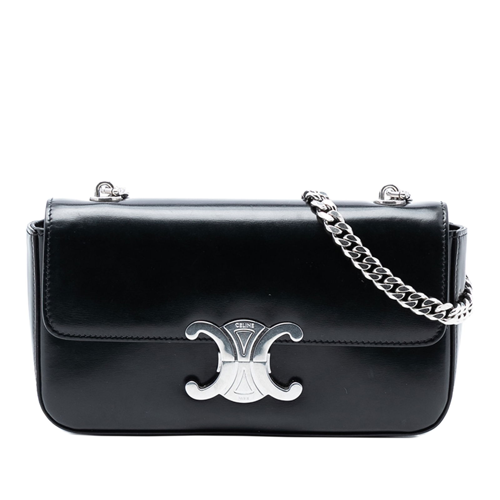 Celine Triomphe Black Leather Chain Shoulder Bag (1 of 6)