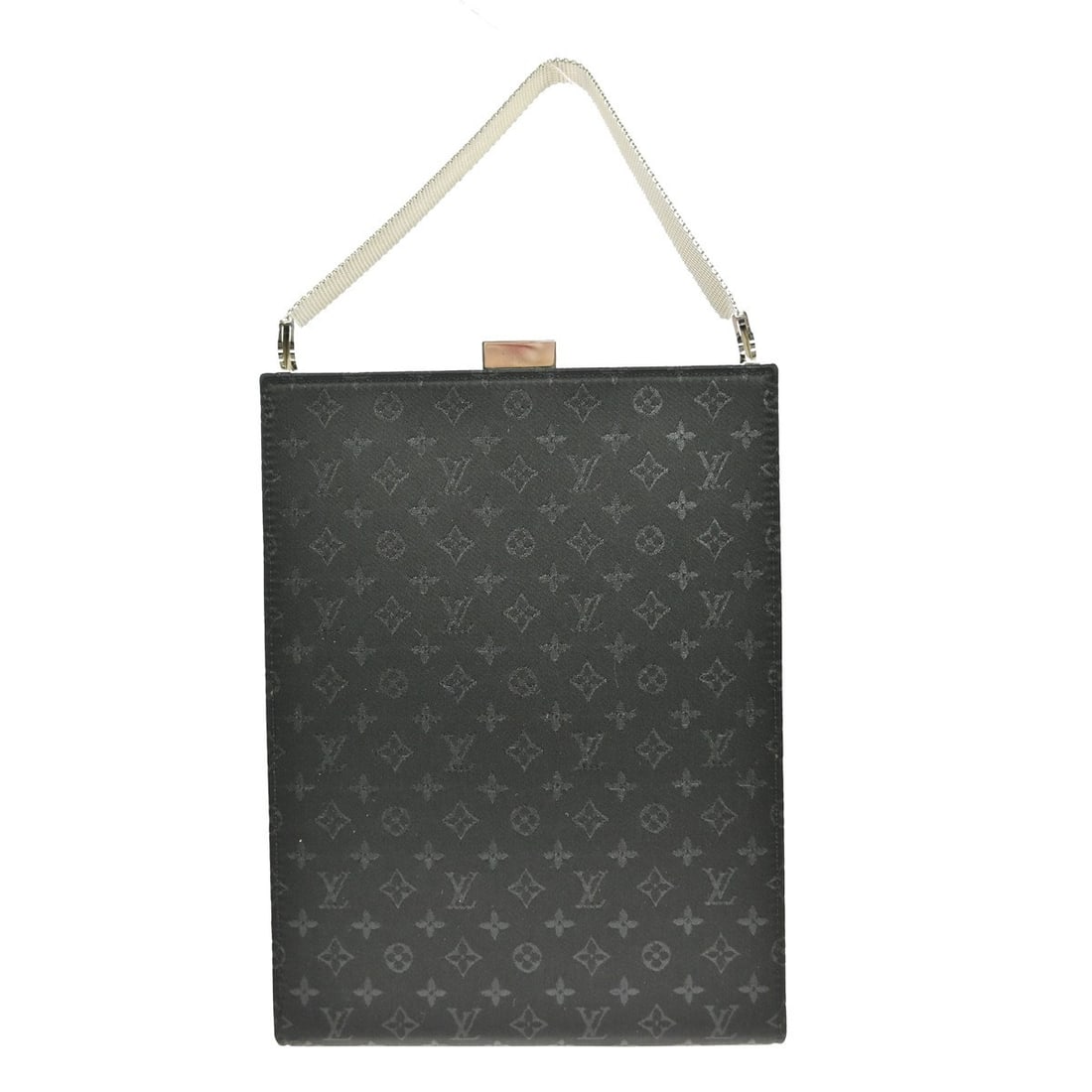 Saint Ange Black Satin Bag by Louis Vuitton France: Saint Ange Black Satin Bag by Louis Vuitton France The Louis Vuitton Saint Ange Handbag features a Monogram satin exterior in black, crafted for women. Made in France, this handbag is presented in use