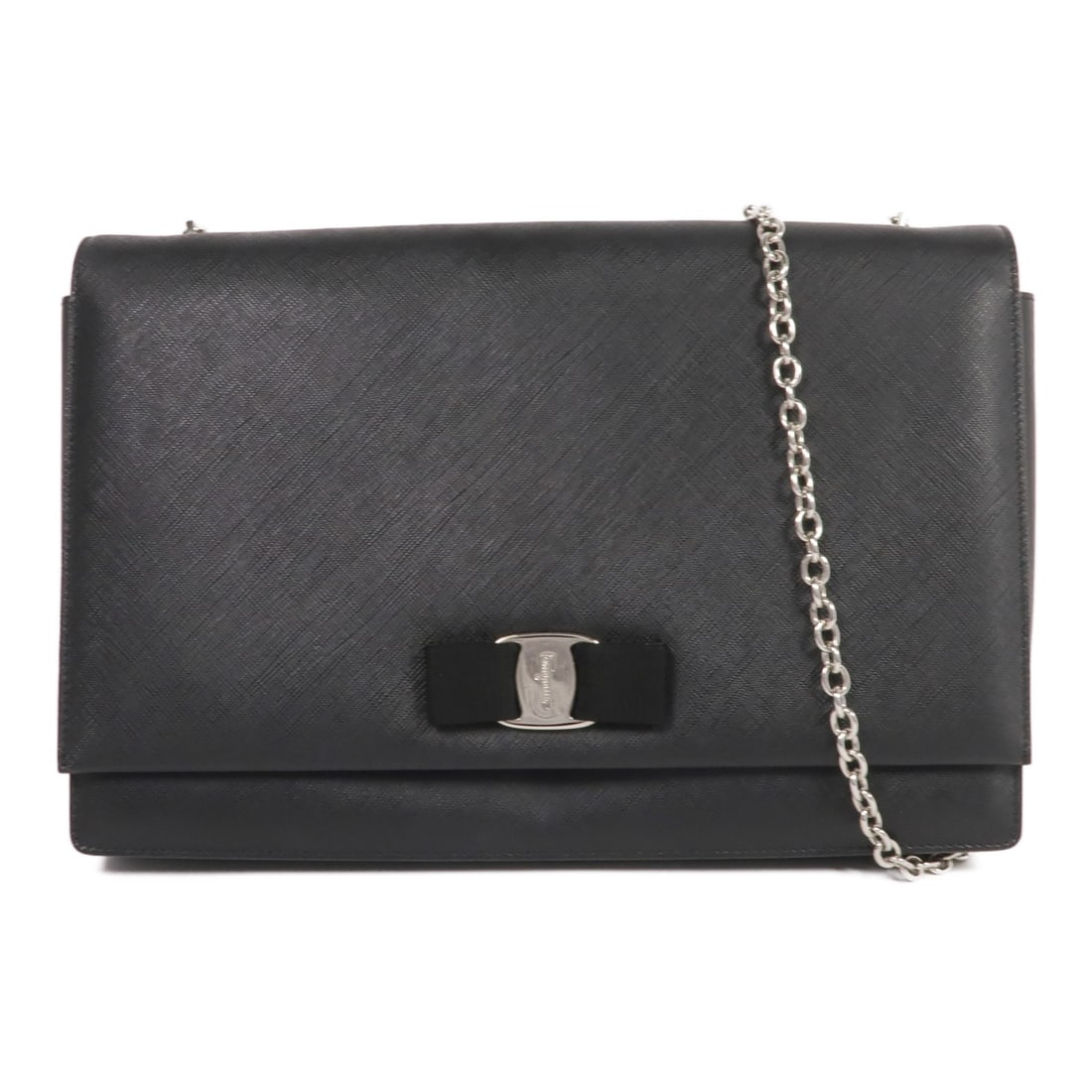 Black Calfskin Leather Shoulder Bag by Salvatore Ferragamo SHW: Black Calfskin Leather Shoulder Bag by Salvatore Ferragamo SHW This Salvatore Ferragamo shoulder bag is crafted from black calfskin leather, offering a sleek and durable exterior. Made in Italy, the b