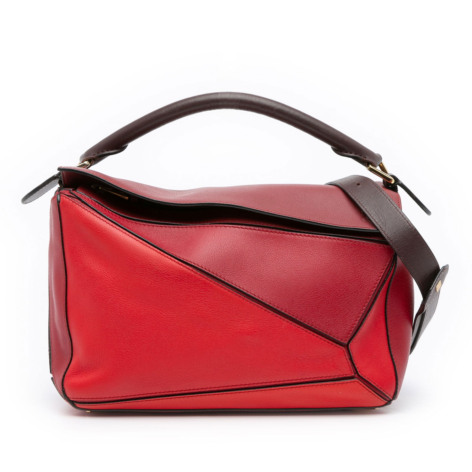 LOEWE Medium Tricolor Calfskin Puzzle Satchel Leather Bag Spain: LOEWE Medium Tricolor Calfskin Puzzle Satchel Leather Bag Spain Introducing the LOEWE Medium Tricolor Calfskin Puzzle Satchel, a stylish and functional accessory crafted from high-quality leather. Thi