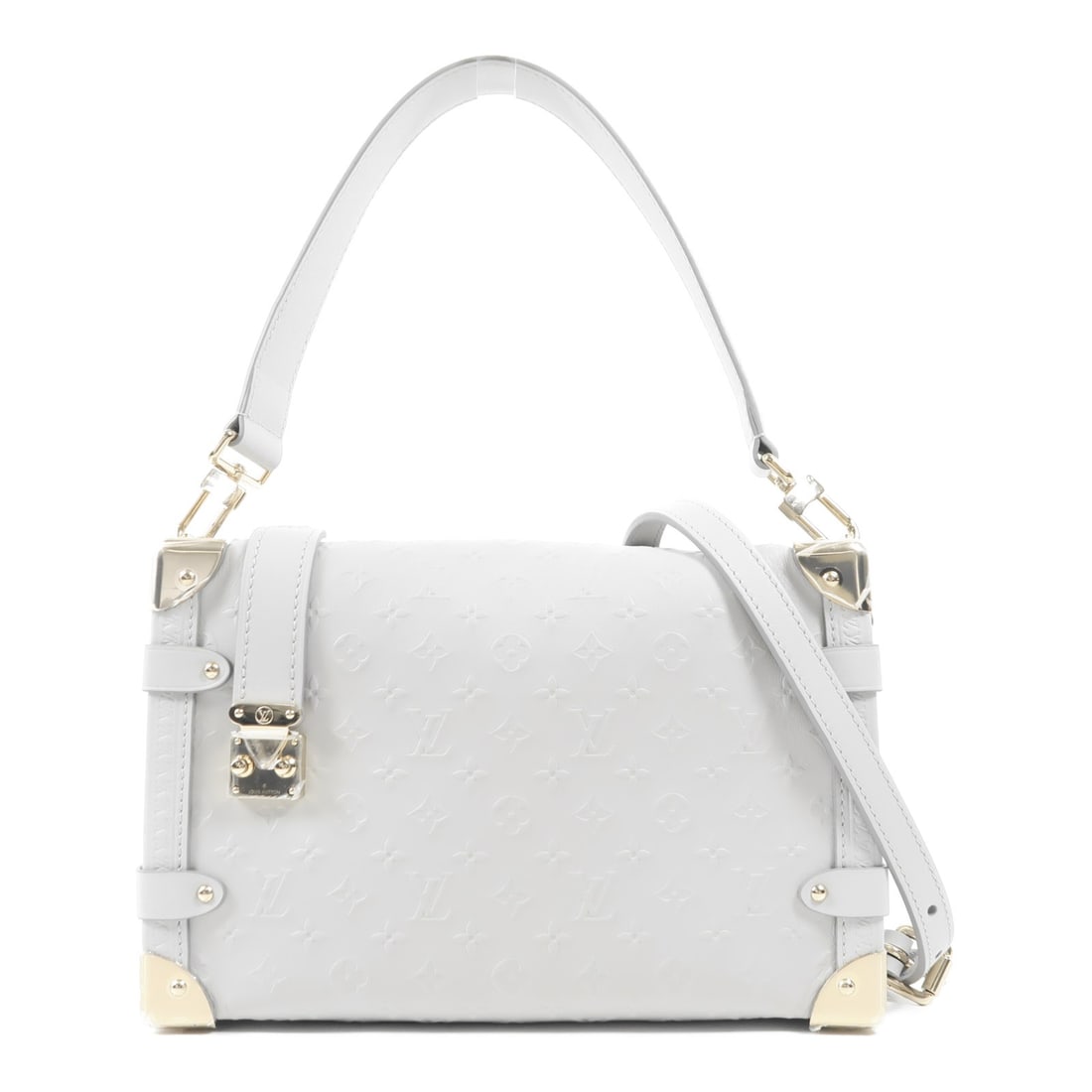 LOUIS VUITTON Side Trunk MM 2 Way Shoulder Bag M25602 Grey Calfskin (1 of 12)