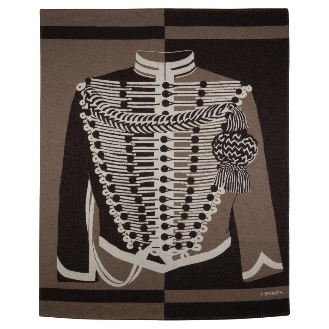 Hermes Brandebourg Etoupe Blanket 90 Wool 10 Cashmere BNIB (1 of 8)