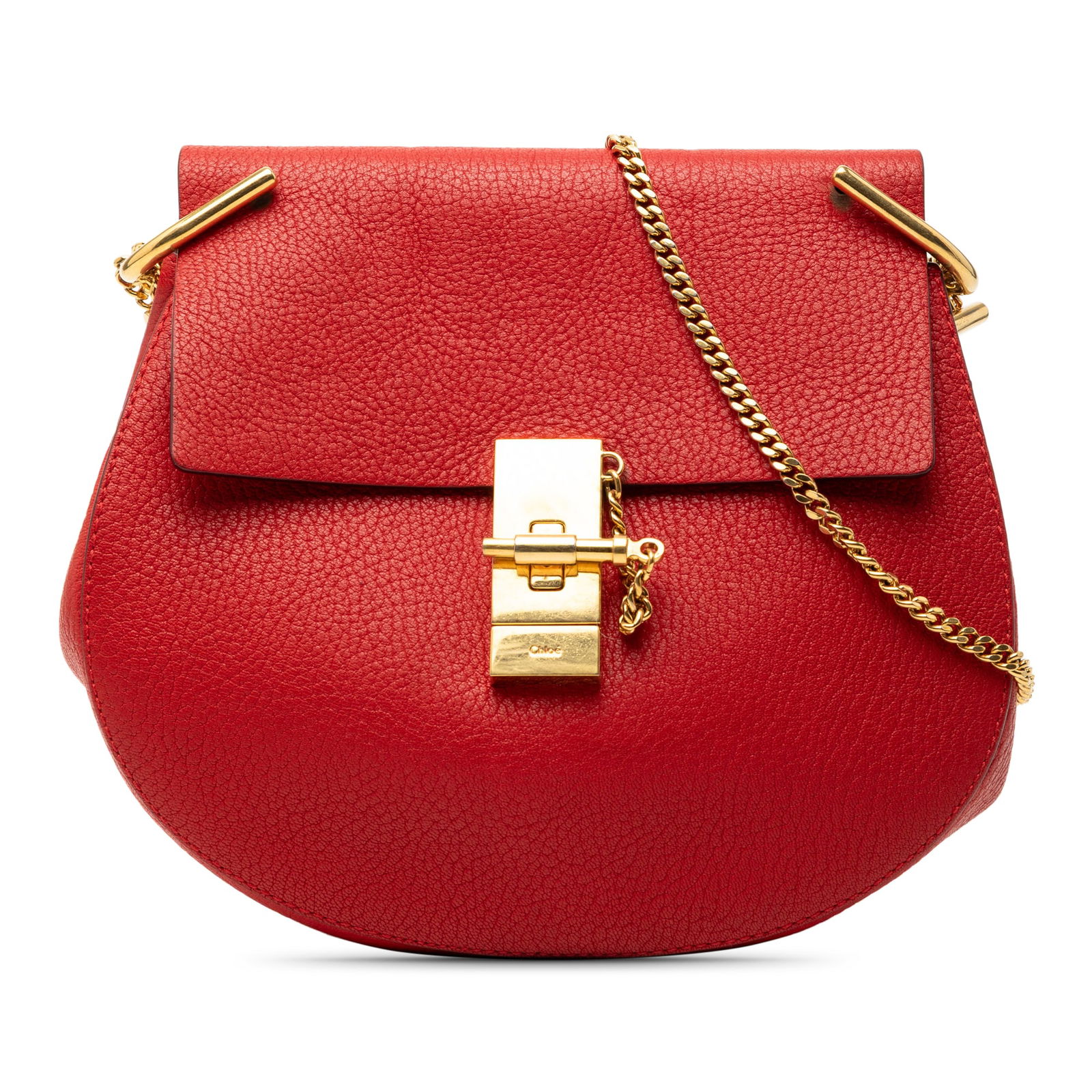 Red Leather Small Drew Shoulder Bag by Chloe with Chain Strap (1 of 10)