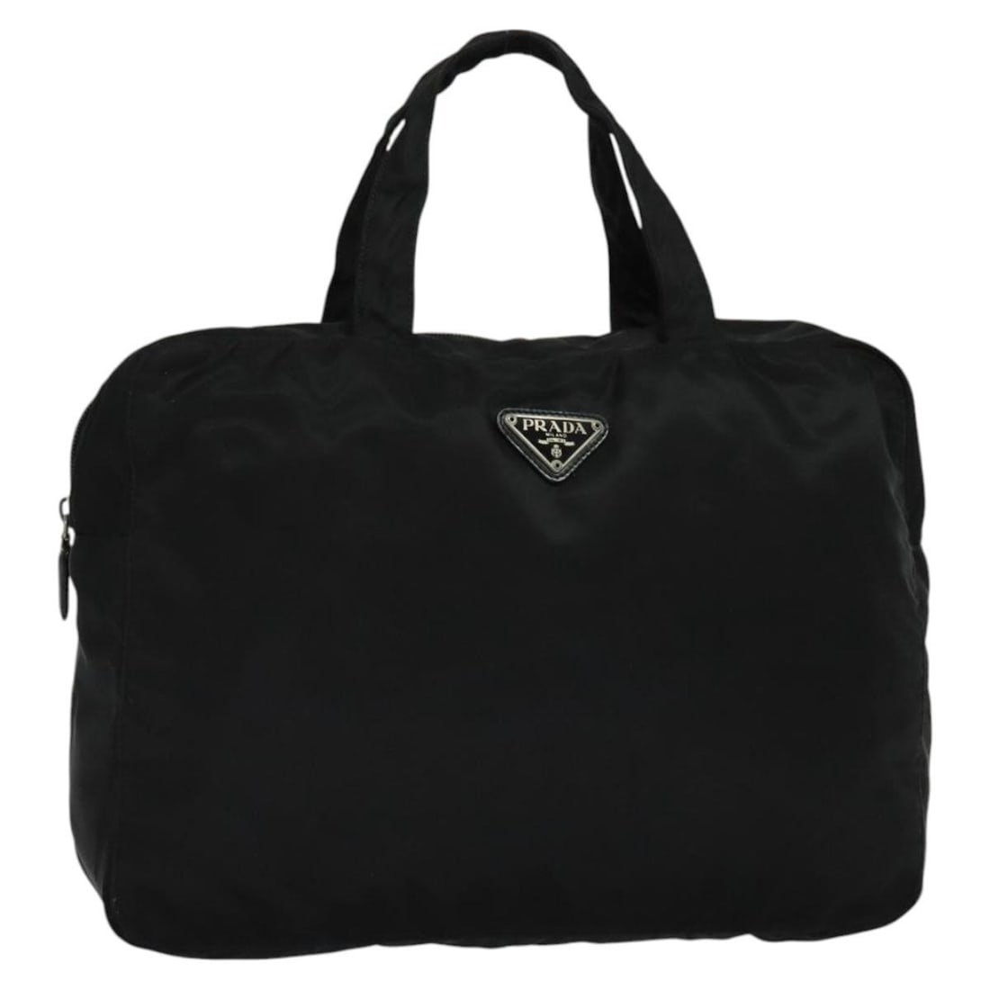 Black Nylon Vintage Zip Handbag by Prada Italy: Black Nylon Vintage Zip Handbag by Prada Italy This Prada Vintage Zip Handbag features a classic black nylon exterior with leather accents and is designed for women. It offers a spacious interior and