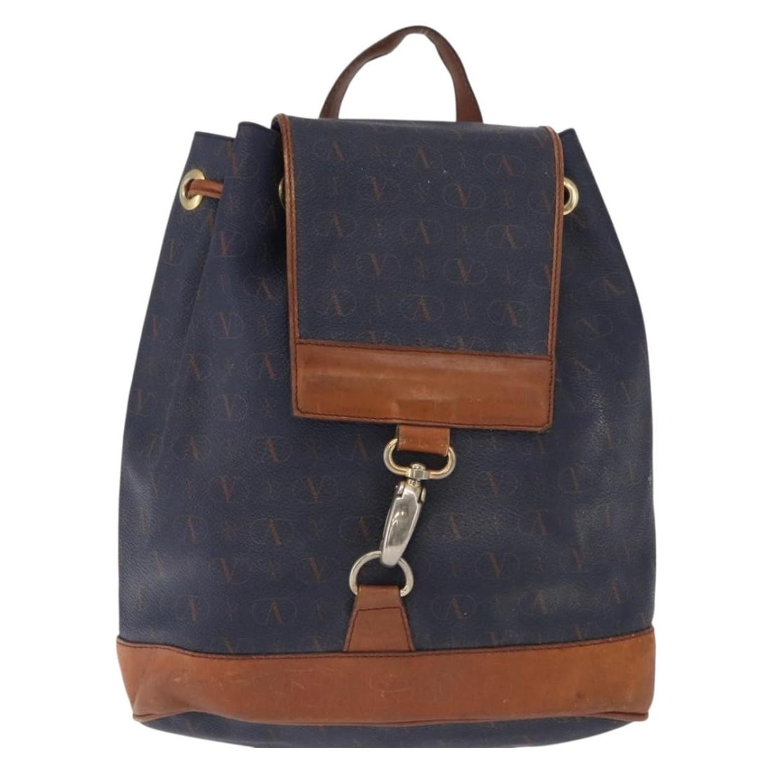 Navy Leather Vintage Backpack by Valentino Garavani for Women: Navy Leather Vintage Backpack by Valentino Garavani for Women This Valentino Garavani vintage backpack is crafted from navy leather and designed for women. The bag shows signs of wear including rubbin