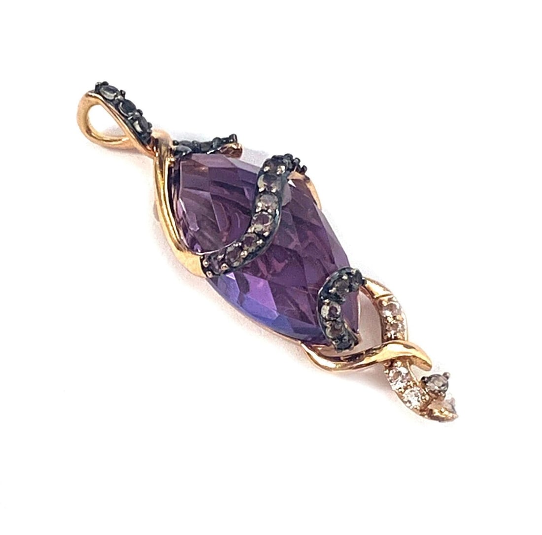 Amethyst and Multi Gemstone 14k Rose Gold Le Vian Crazy Collection Pendant Charm: Amethyst and Multi Gemstone 14k Rose Gold Le Vian Crazy Collection Pendant Charm This Le Vian Crazy Collection charm pendant features amethyst and multiple gemstones set in 14k rose gold. The piece