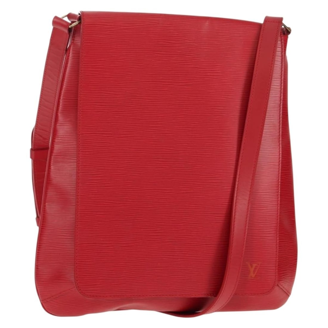 LOUIS VUITTON Epi Musette Shoulder Bag Red with Dust Bag: LOUIS VUITTON Epi Musette Shoulder Bag Red with Dust Bag This stunning Louis Vuitton Epi Musette Shoulder Bag in a vibrant red is crafted from durable Epi leather, known for its distinctive texture an