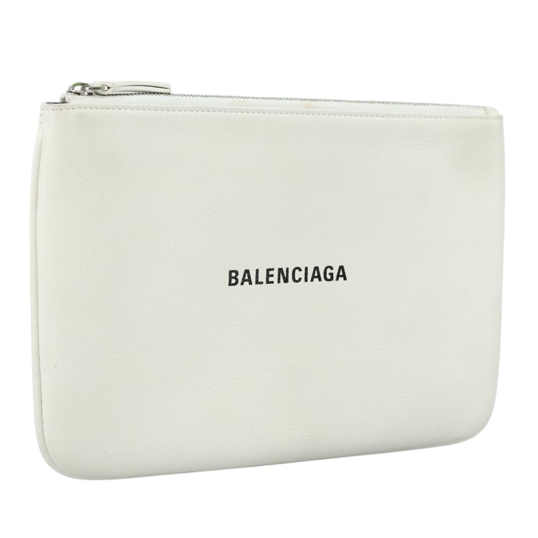 White Balenciaga Everyday Logo Leather Clutch Bag Italy 23cm (1 of 18)