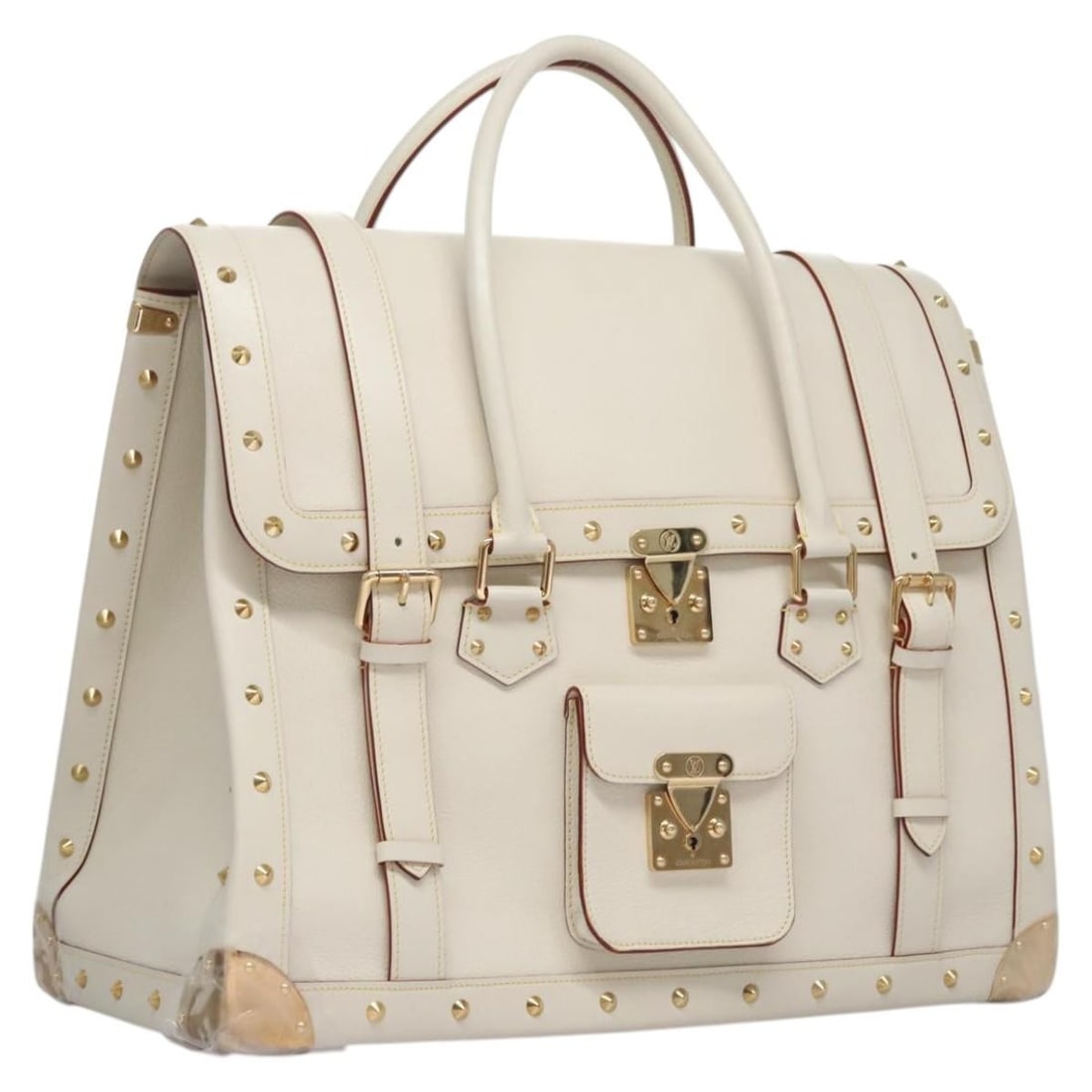 Louis Vuitton Suhali White Leather Handbag Model M91803 with Accessories: Louis Vuitton Suhali White Leather Handbag Model M91803 with Accessories This Louis Vuitton Suhali Extravagan handbag features a white leather exterior and is crafted in Spain. The bag offers a spacio