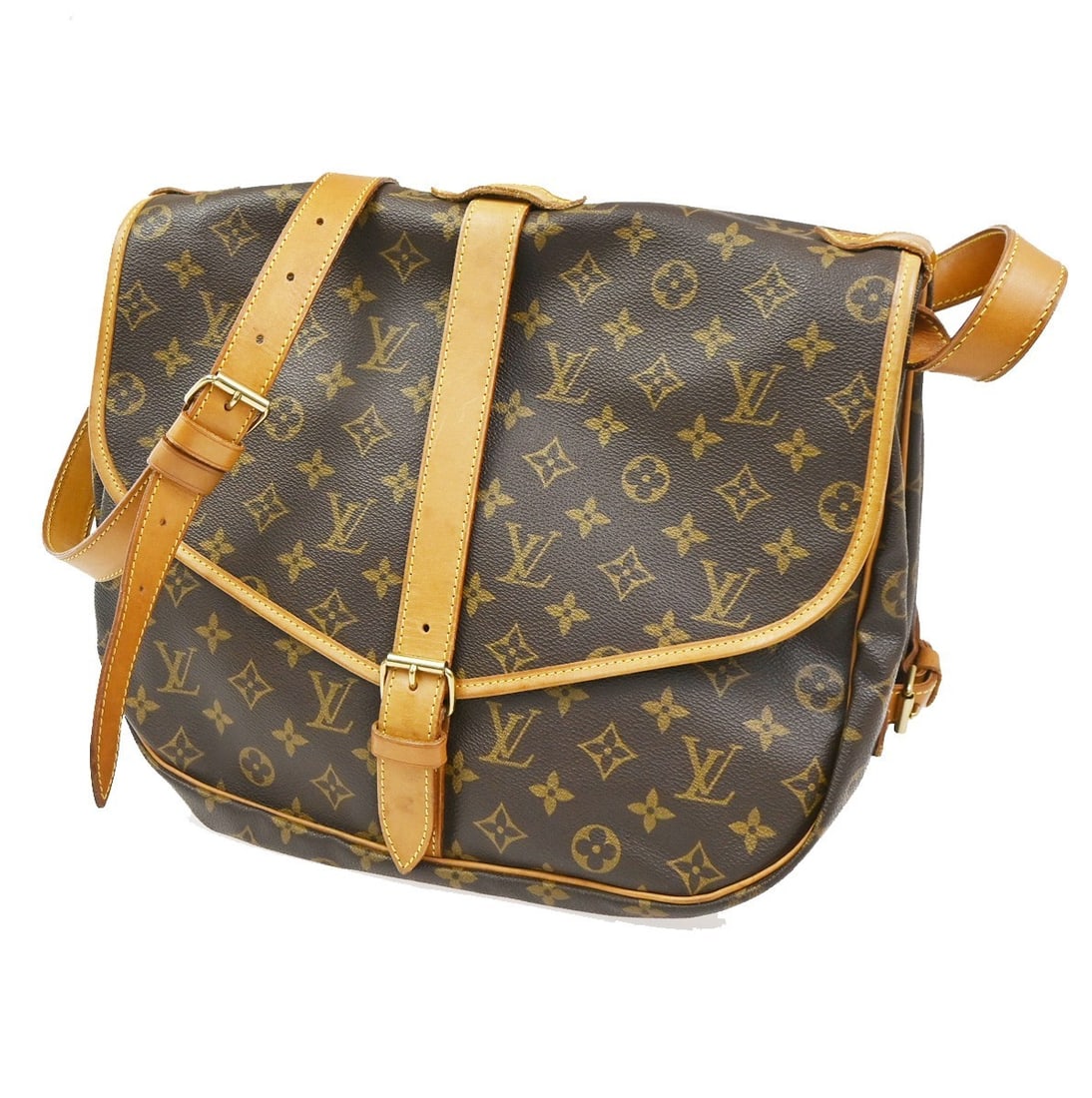 Louis Vuitton Monogram Canvas Saumur Brown Handbag 35cm: Louis Vuitton Monogram Canvas Saumur Brown Handbag 35cm Louis Vuitton Saumur handbag crafted from iconic monogram canvas in a brown color. Designed for female use, this handbag features a classic shap