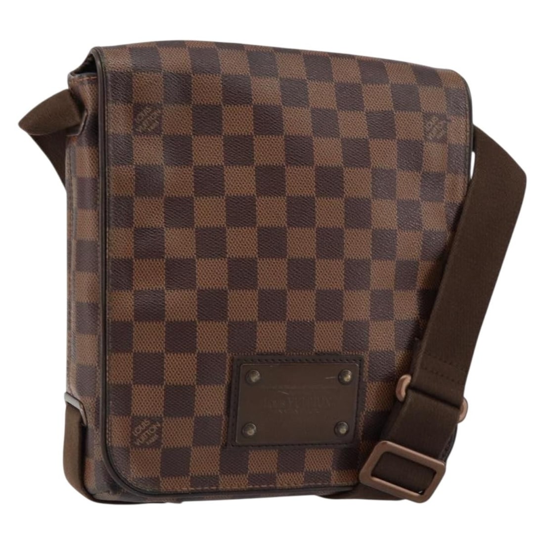 Louis Vuitton Damier Canvas Brooklyn Shoulder Bag Brown 22cm: Louis Vuitton Damier Canvas Brooklyn Shoulder Bag Brown 22cm This Louis Vuitton Brooklyn Handbag features the classic Damier canvas in a brown color, designed for unisex use. It offers a compact size