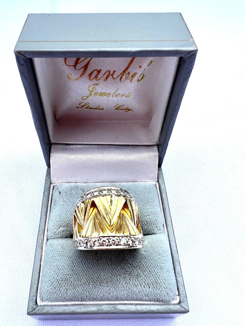 French 18K Yellow Gold Diamond Ring 0.75 ct Size 7 (1 of 9)