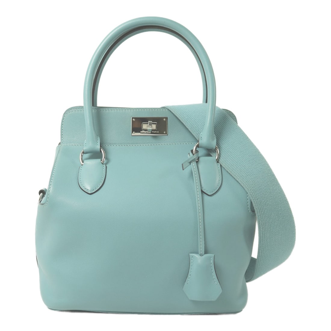 Hermes Toolbox 20 Blue Swift Leather Shoulder Bag Palladium Hardware (1 of 15)