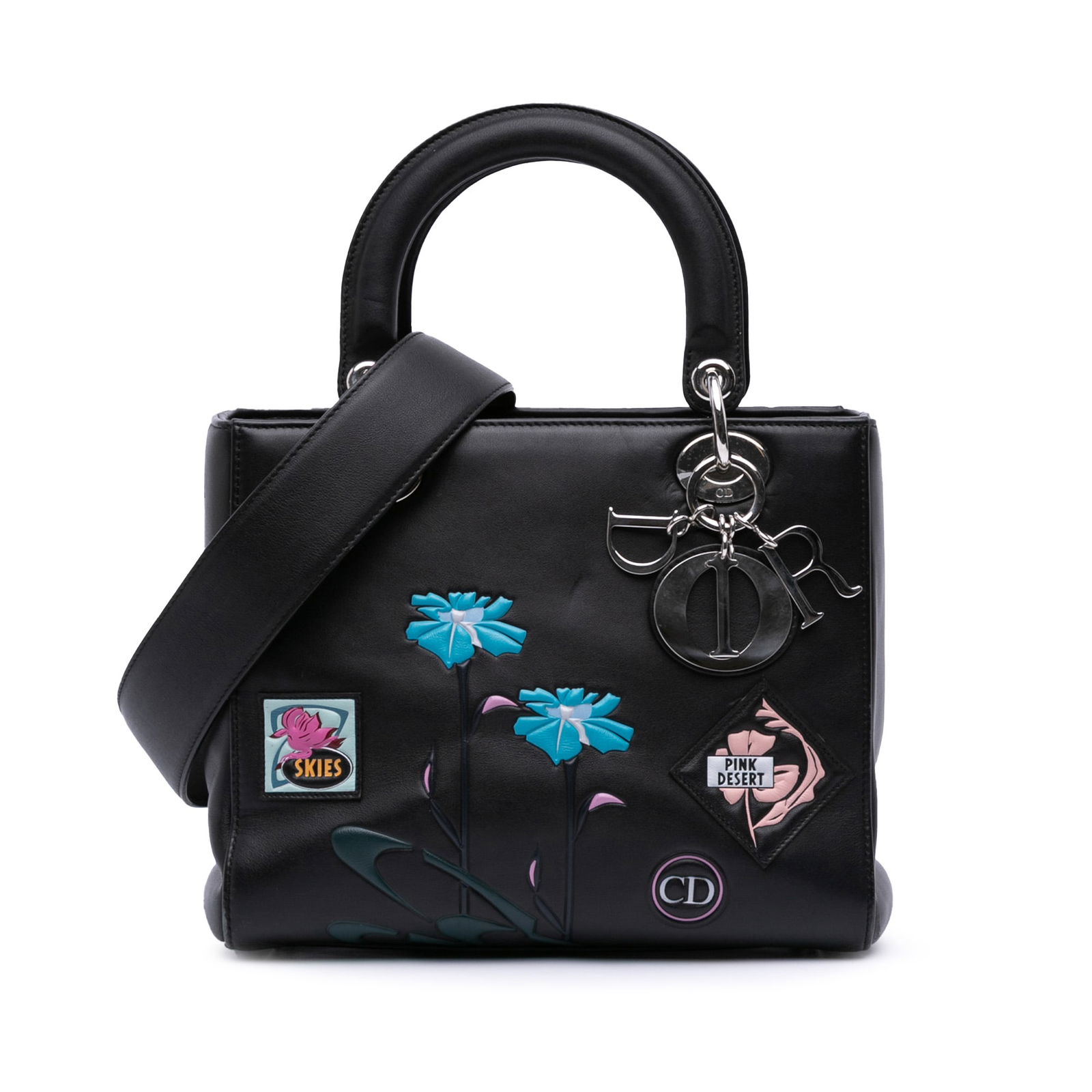 Dior Medium Calfskin Paradise Lady Dior Satchel Black Leather: Dior Medium Calfskin Paradise Lady Dior Satchel Black Leather Introducing the Medium Calfskin Paradise Lady Dior, a sophisticated satchel crafted from premium leather. This elegant bag features flat l