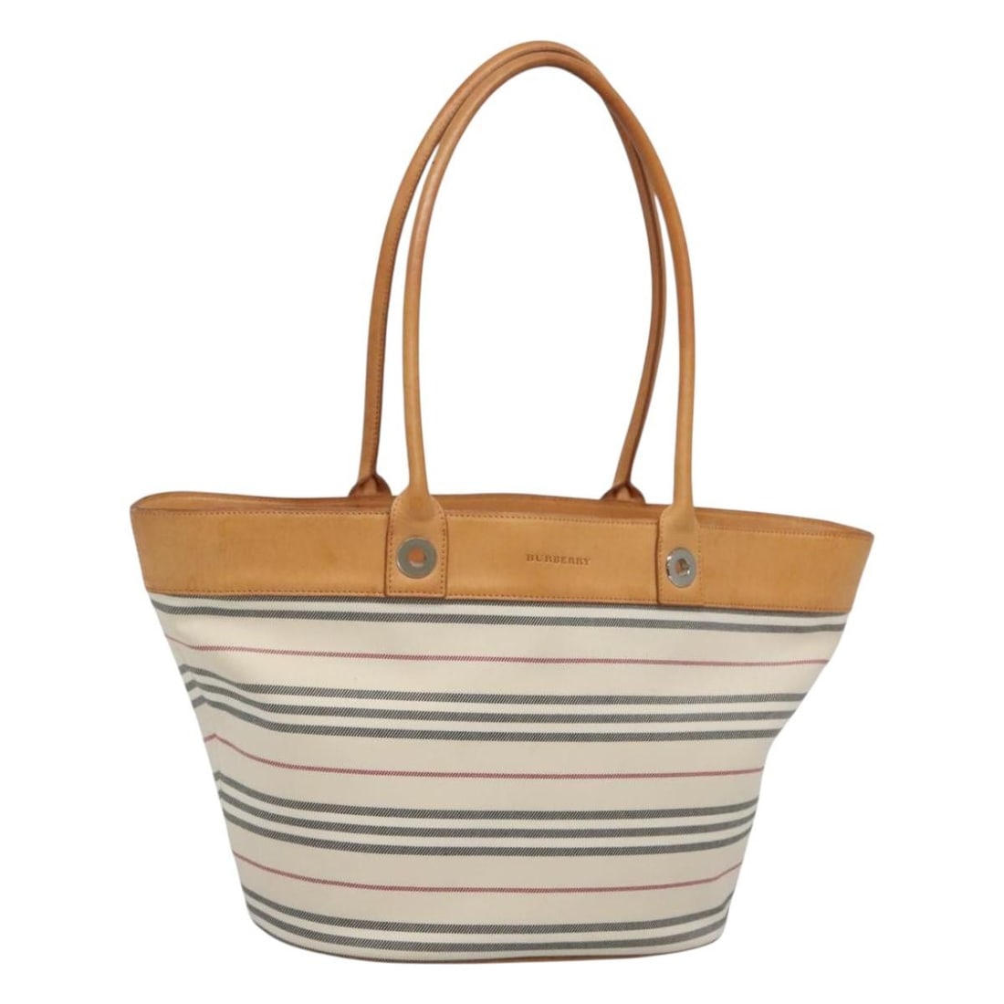 Canvas Nova Check Shoulder Bag by Burberry 26cm x 26cm x 15cm: Canvas Nova Check Shoulder Bag by Burberry 26cm x 26cm x 15cm This Burberry Nova Check shoulder bag for women features an ecru canvas exterior with the iconic Nova Check pattern. The bag shows signs o