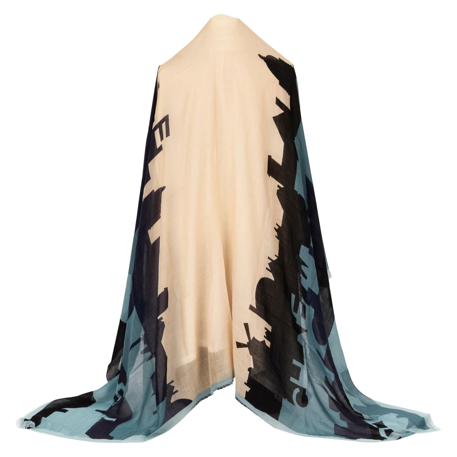 Chanel Cashmere Silk Paris Skyline Scarf 54x54 Italy: Chanel Cashmere Silk Paris Skyline Scarf 54x54 Italy Elevate your style with this exquisite Chanel Cashmere Silk Paris Skyline Scarf Shawl. Measuring 54 inches by 54 inches, this luxurious accessory s
