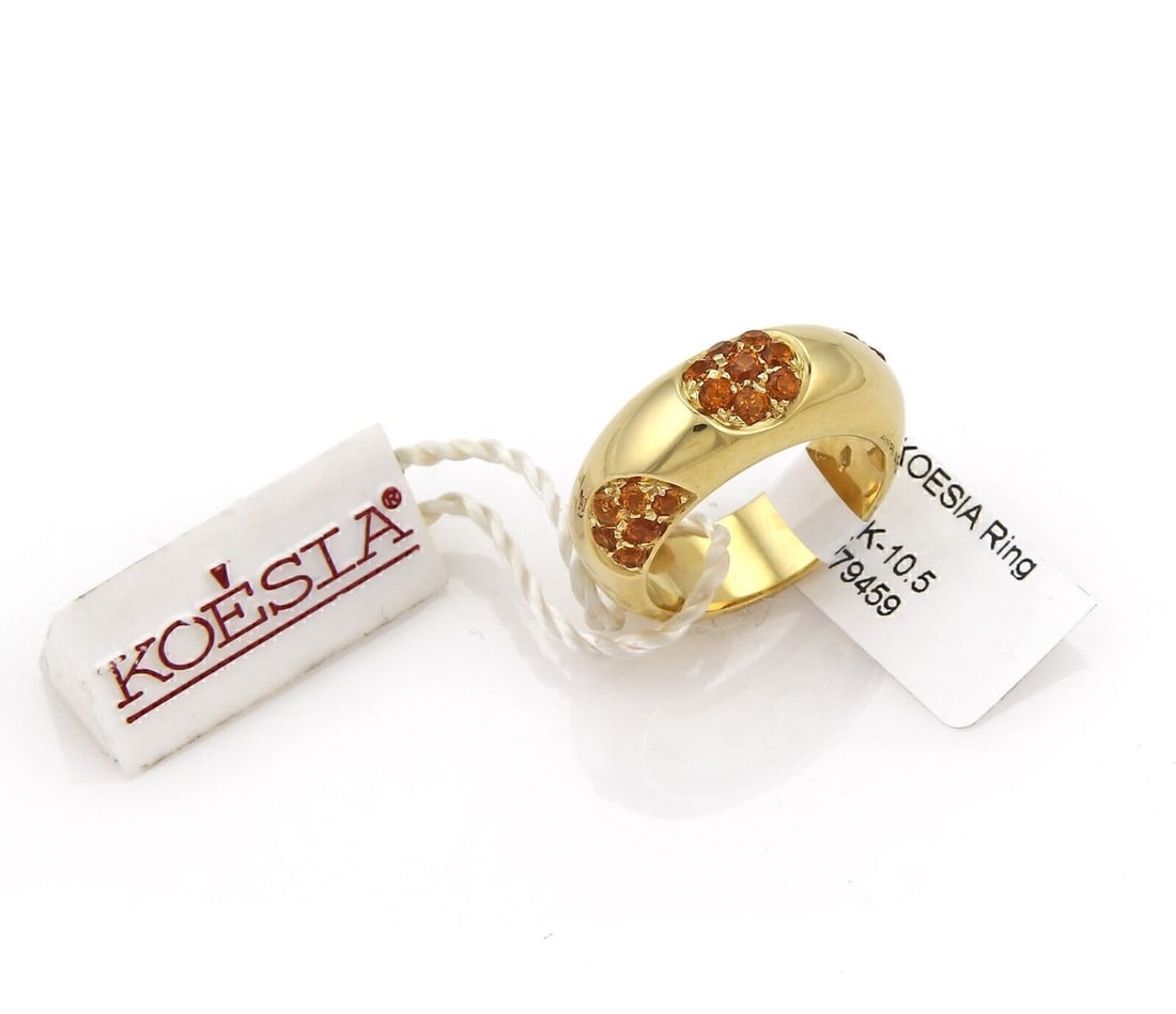 Koesia Citrine Cluster 18K Yellow Gold Floral Ring Size 6.5 0.92ct: Koesia Citrine Cluster 18K Yellow Gold Floral Ring Size 6.5 0.92ct This authentic Koesia ring features a floral design crafted in solid 18k yellow gold, adorned with clusters of genuine round-cut citr
