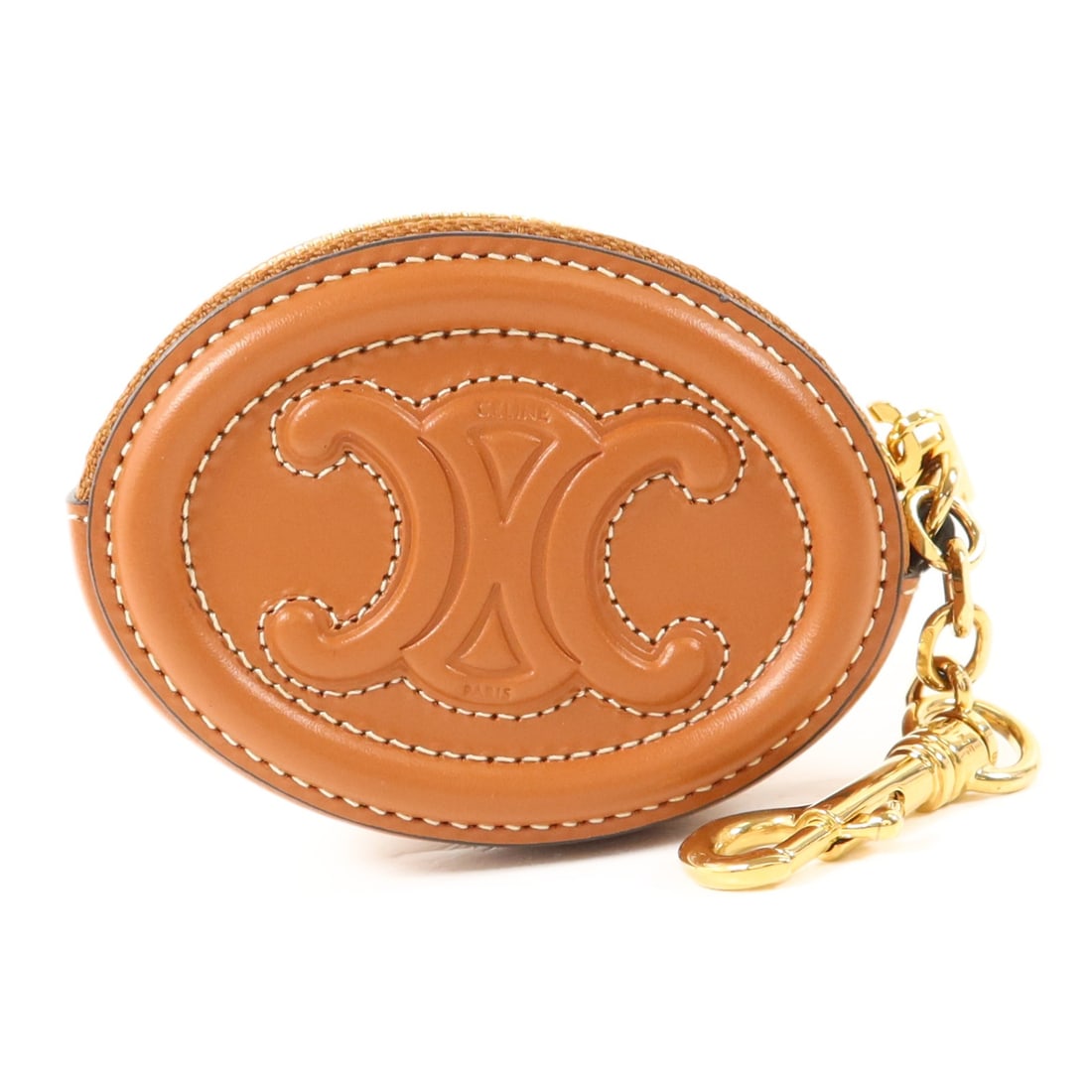 Brown Calfskin Coin Purse CELINE 10I863DPQ with Hook Gold Hardware: Brown Calfskin Coin Purse CELINE 10I863DPQ with Hook Gold Hardware This CELINE coin purse features a brown calfskin leather exterior and is equipped with a hook for added convenience. Crafted in Franc