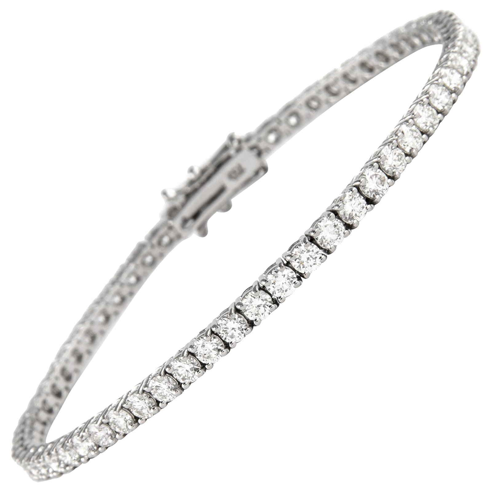 4.85ct D VVS1 Diamond Tennis Bracelet 18k White Gold: 4.85ct D VVS1 Diamond Tennis Bracelet 18k White Gold This exquisite tennis bracelet features 62 round brilliant diamonds totaling 4.85 carats, showcasing a stunning D-F color and VVS1-VS1 clarity. Set