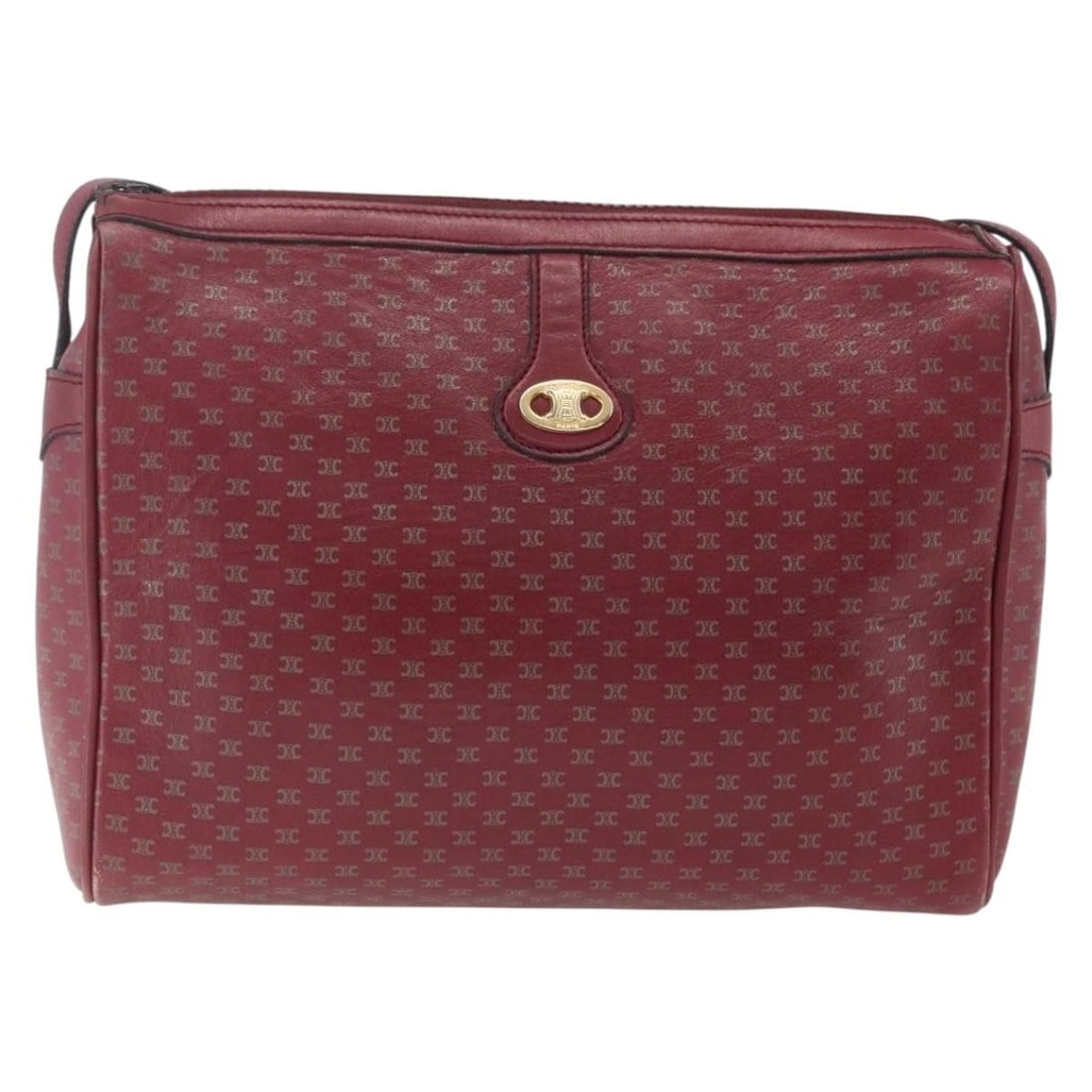 Celine Leather Vintage Macadam Shoulder Bag Red 25cm by 20cm by 6cm: Celine Leather Vintage Macadam Shoulder Bag Red 25cm by 20cm by 6cm This vintage Celine Macadam shoulder bag features red leather construction with a signature design. It shows signs of wear including