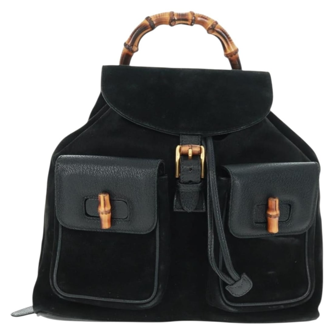 Gucci Black Suede Vintage Bamboo Backpack for Women (1 of 18)