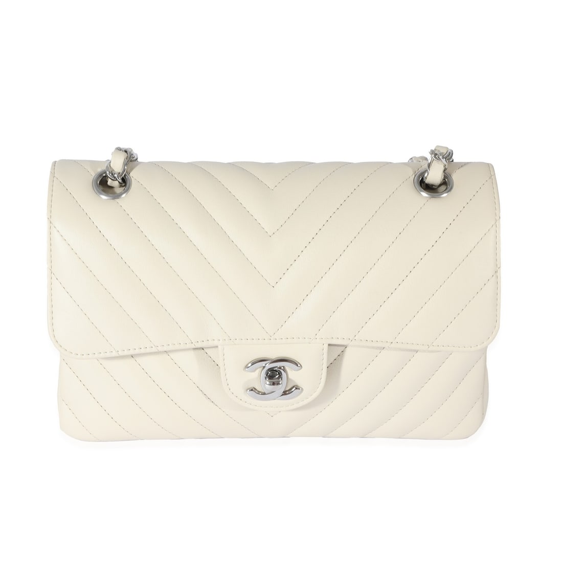 Chanel 22C Small Classic Flap White Calfskin Shoulder Bag with Authenticity Card (1 of 8)