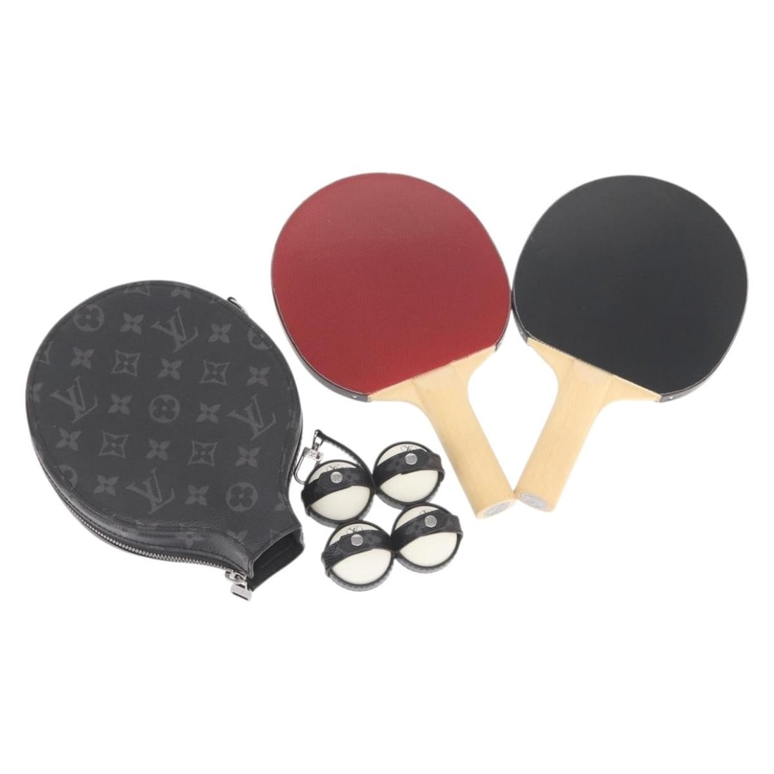 LOUIS VUITTON Monogram Eclipse Ping Pong Club Case with Dust Bag: LOUIS VUITTON Monogram Eclipse Ping Pong Club Case with Dust Bag This Louis Vuitton Monogram Eclipse Club Case is a stylish accessory for ping pong enthusiasts. Crafted from durable Monogram Eclipse C