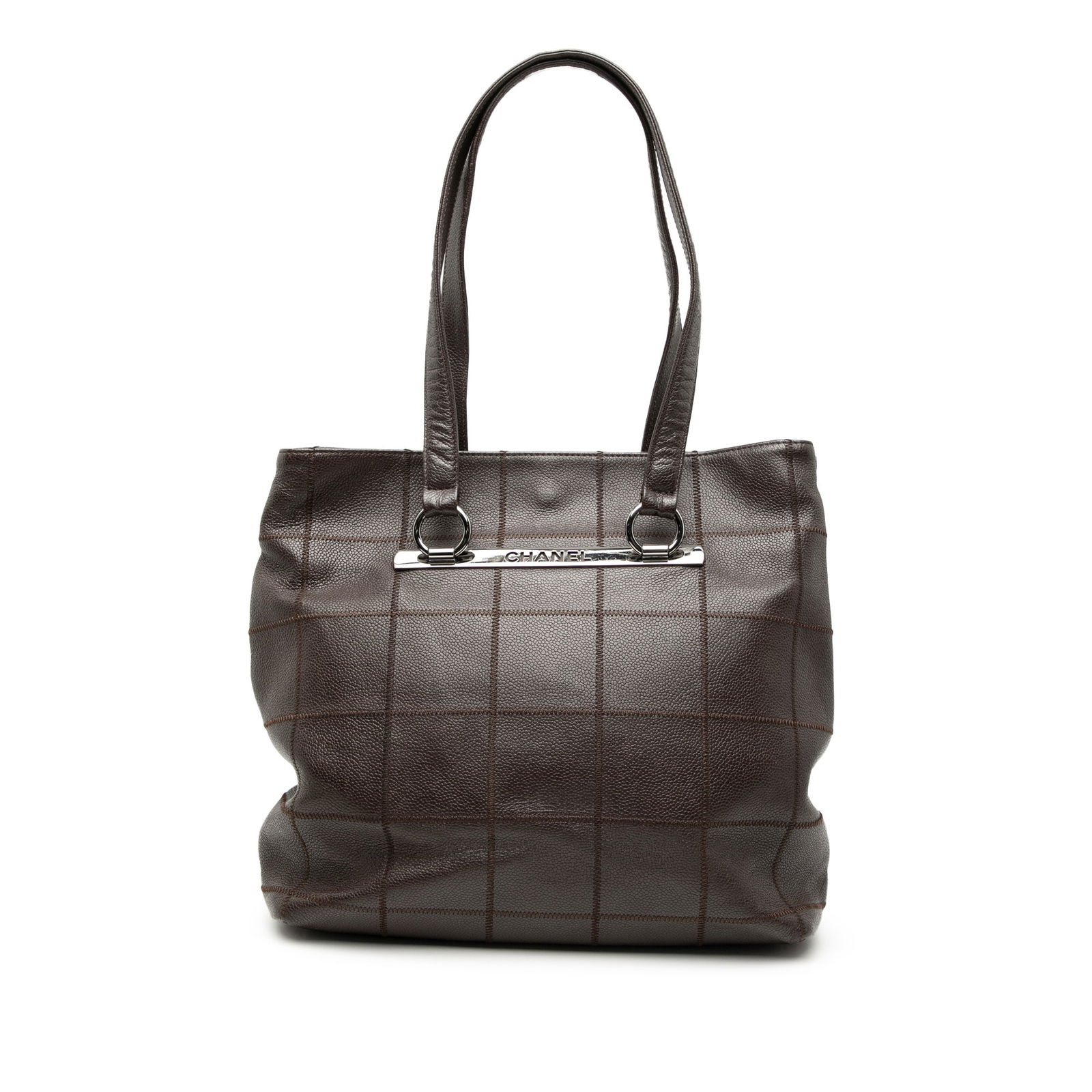 Brown Caviar Leather Tote with Chocolate Bar Stitching by Chanel (1 of 8)