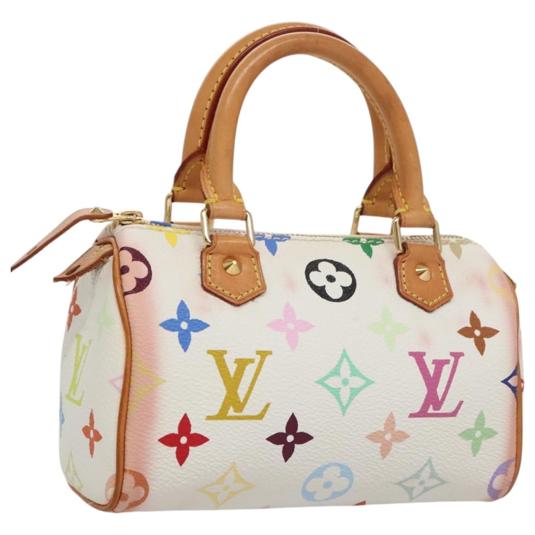 LOUIS VUITTON Monogram Multicolor Mini Speedy Hand Bag M92645 White Auth (1 of 18)