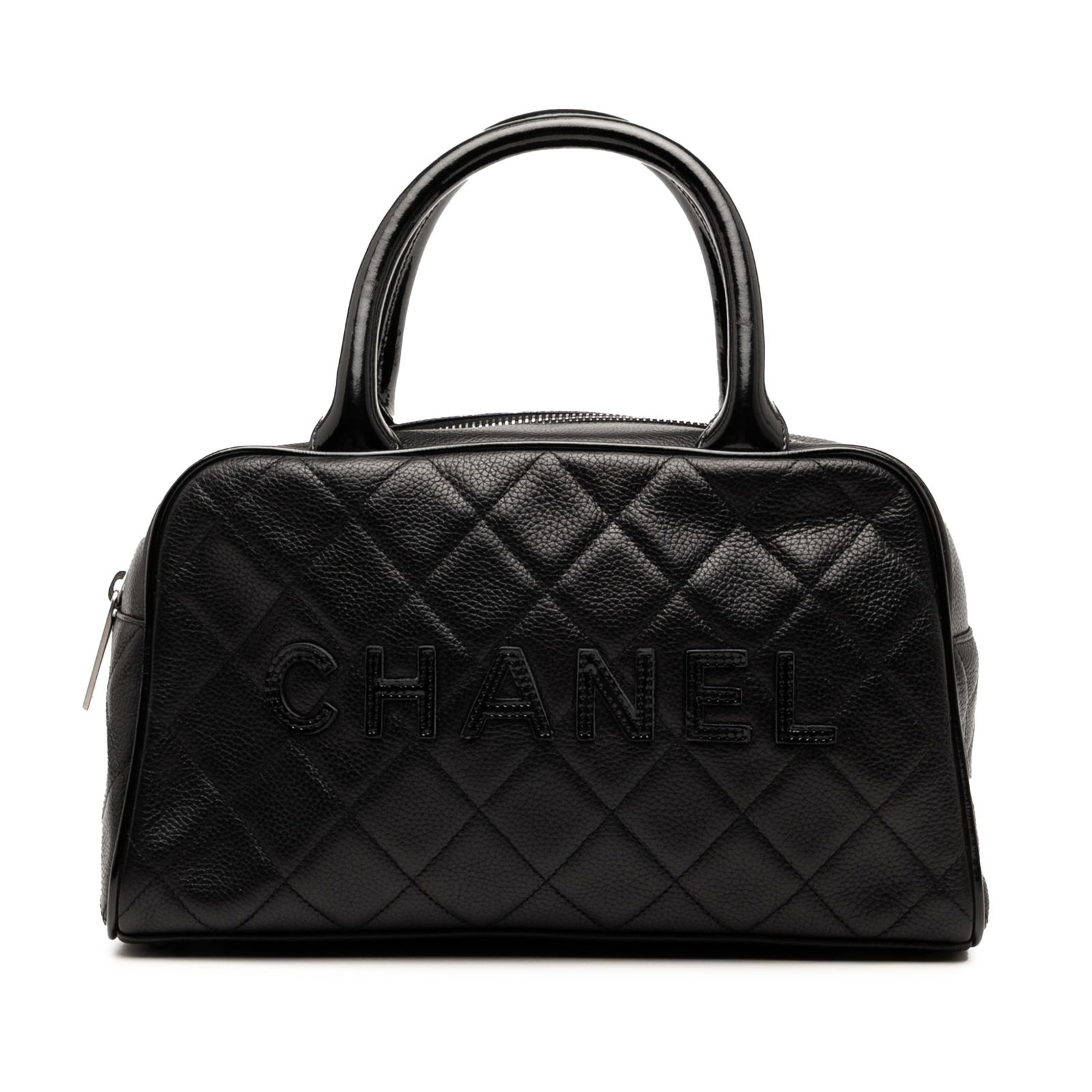 Chanel Black Quilted Calfskin Logo Bowler Handbag (1 of 8)