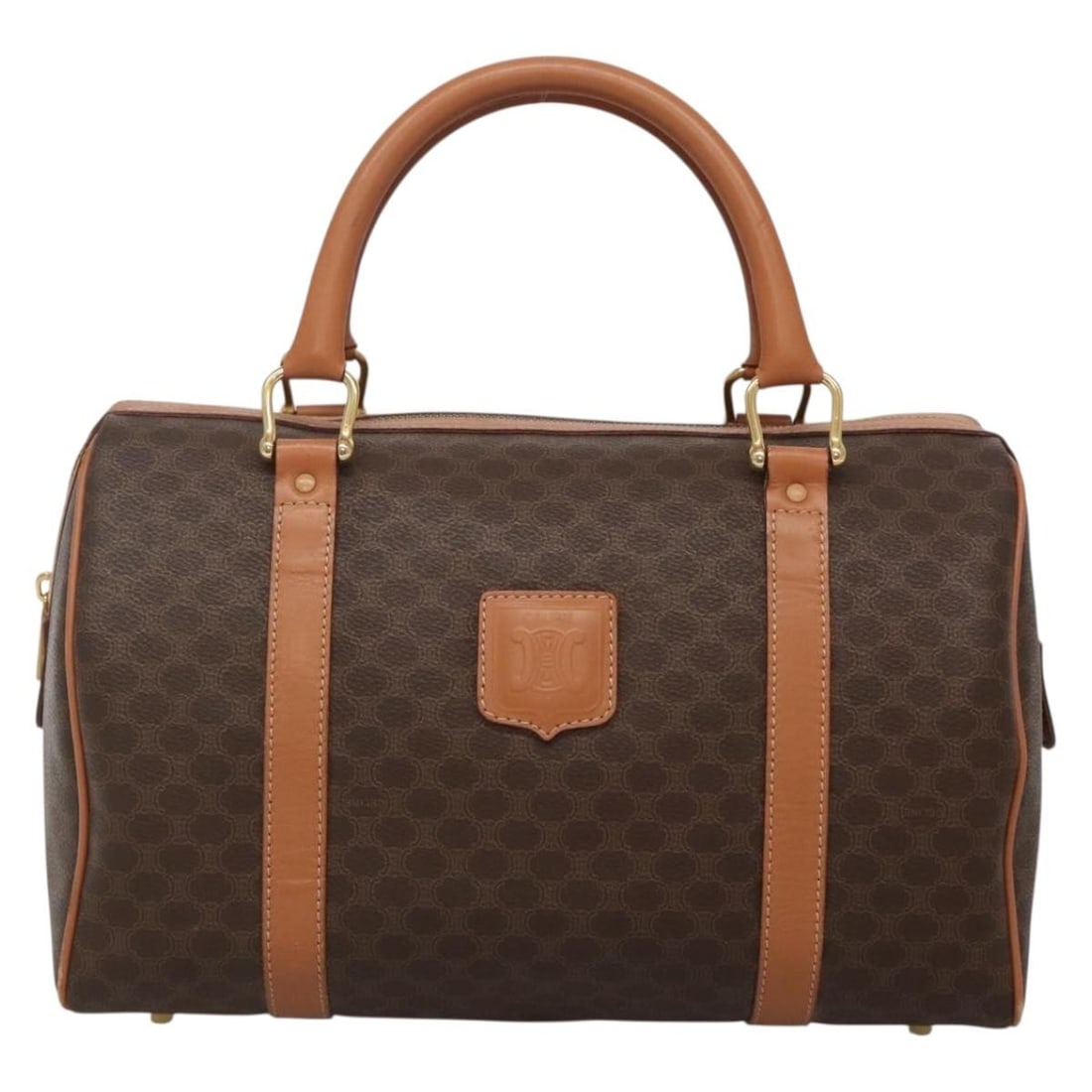 Celine Macadam canvas handbag with leather trim brown 32cm (1 of 18)