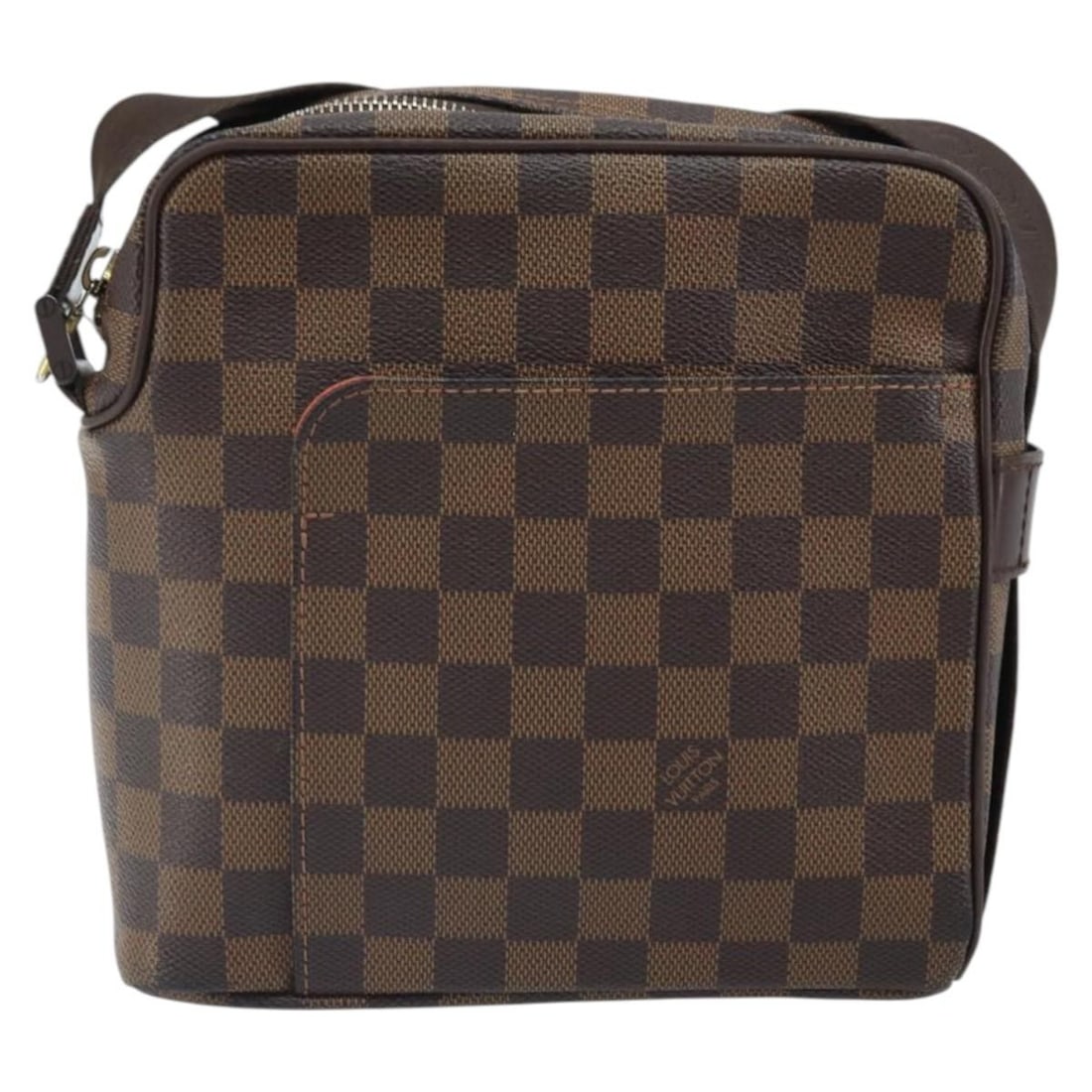 Brown Damier Canvas Olav Shoulder Bag by Louis Vuitton: Brown Damier Canvas Olav Shoulder Bag by Louis Vuitton The Louis Vuitton Olav Handbag features the iconic Damier canvas in brown and is designed for unisex use. It offers a compact, square silhouette