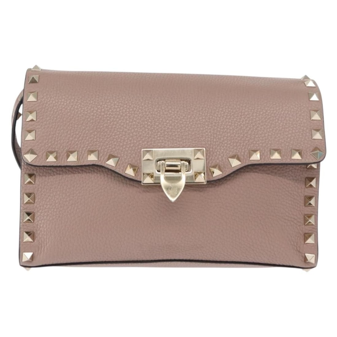 Valentino Garavani Leather Rockstud Flip Lock Flap Bag Pink: Valentino Garavani Leather Rockstud Flip Lock Flap Bag Pink This Valentino Garavani Rockstud Flip Lock Flap Bag is crafted from pink leather and designed for women. It features a compact size suitable