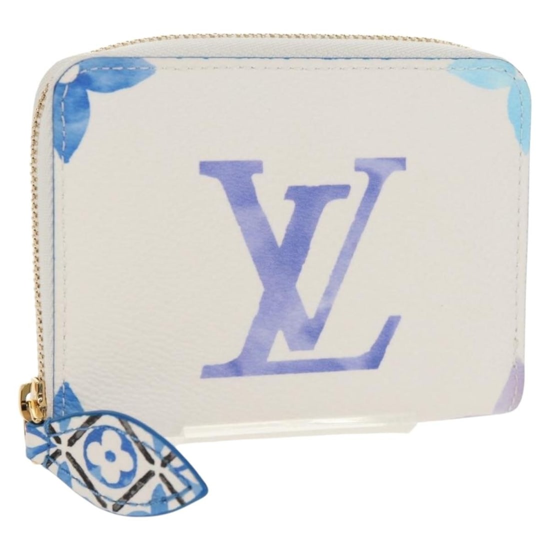 By the Pool Monogram Canvas Watercolor Flower Coin Purse M82417 White: By the Pool Monogram Canvas Watercolor Flower Coin Purse M82417 White This Louis Vuitton By The Pool coin purse features the Watercolor Flower Tile LV design on white monogram canvas. Crafted in Franc