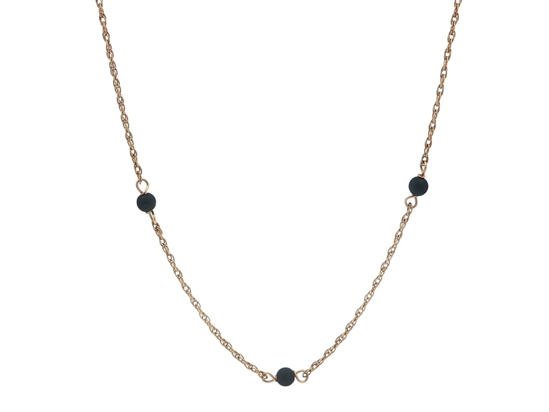 16 Inch 14k Yellow Gold Chain Necklace With Lapis Lazuli Bead Stations (1 of 3)