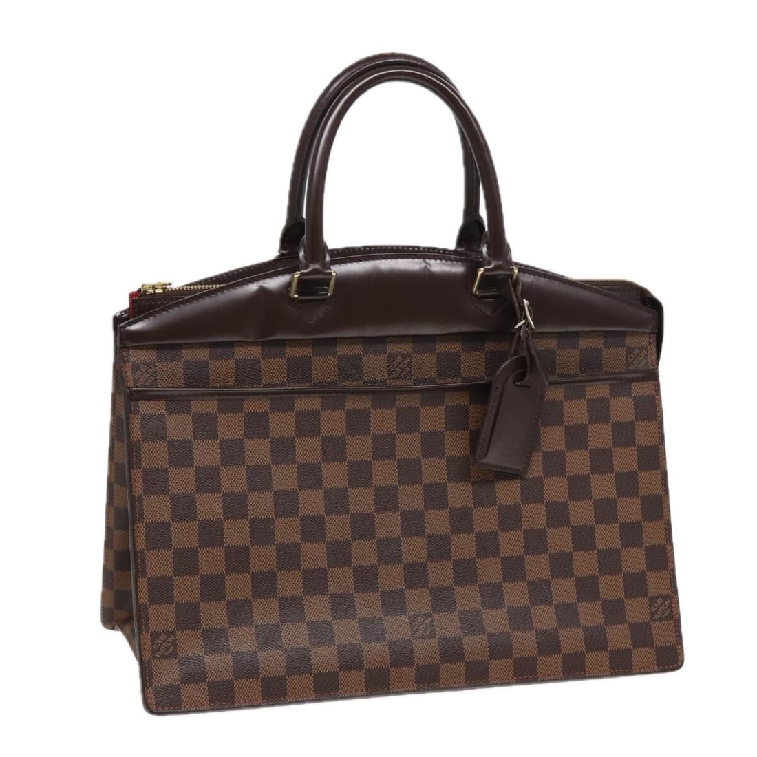 Riviera Canvas Tote by Louis Vuitton in Brown: Riviera Canvas Tote by Louis Vuitton in Brown The Louis Vuitton Riviera handbag features the iconic Damier canvas in brown and is designed for women. Crafted in France, this handbag showcases a spacio