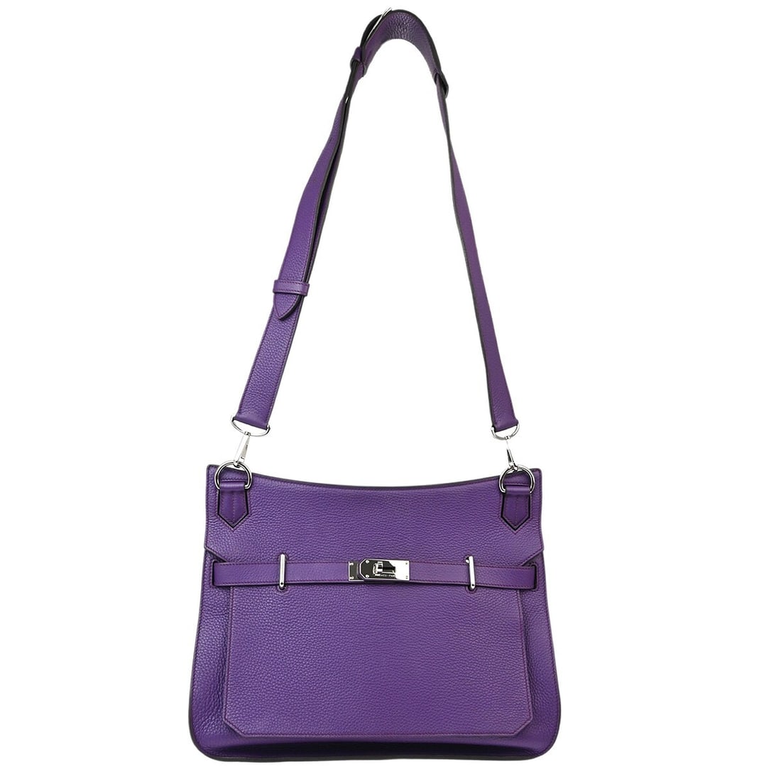 Hermes Clemence Leather Jypsiere Shoulder Bag Purple 34cm (1 of 10)