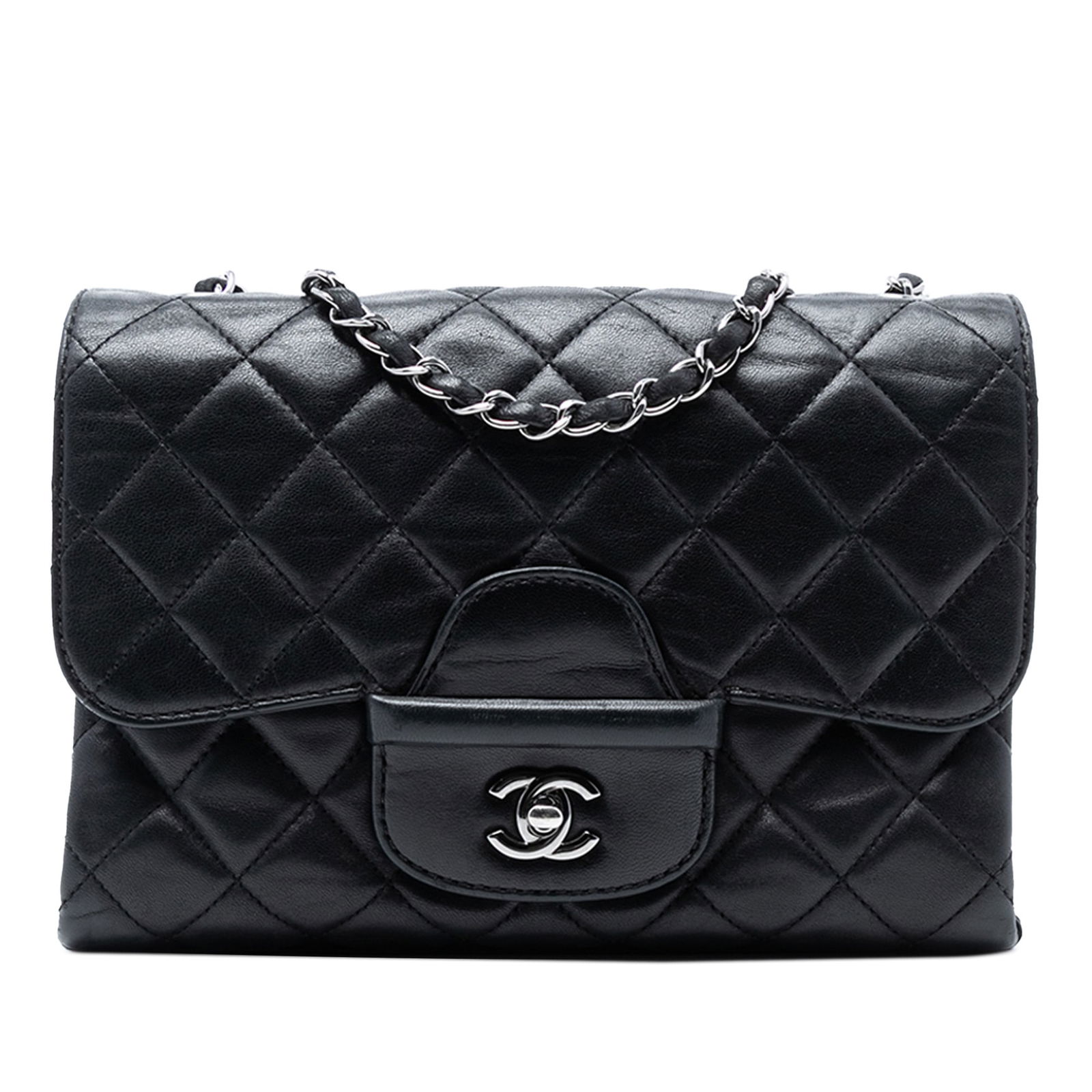 Chanel Coco Loop Small Black Quilted Lambskin Flap Crossbody Bag: Chanel Coco Loop Small Black Quilted Lambskin Flap Crossbody Bag This Chanel Small Quilted Lambskin Coco Loop Flap crossbody bag features a quilted lambskin leather exterior in black, a woven leather