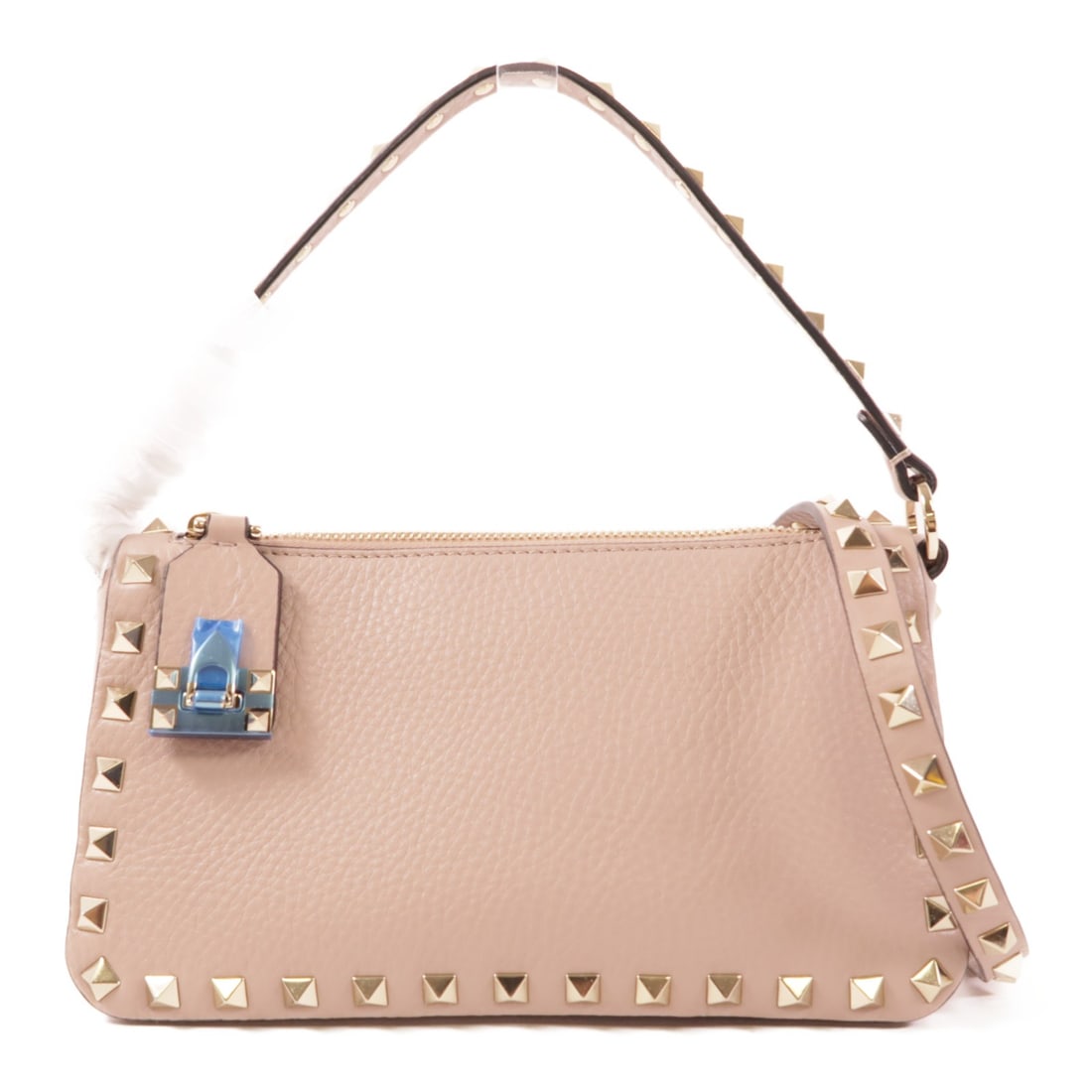Valentino Rockstud Pink Calfskin 2-Way Shoulder Bag: Valentino Rockstud Pink Calfskin 2-Way Shoulder Bag Introducing the Valentino Rockstud 2-Way Shoulder Bag, a stunning accessory that combines elegance and versatility. Crafted from luxurious calfskin