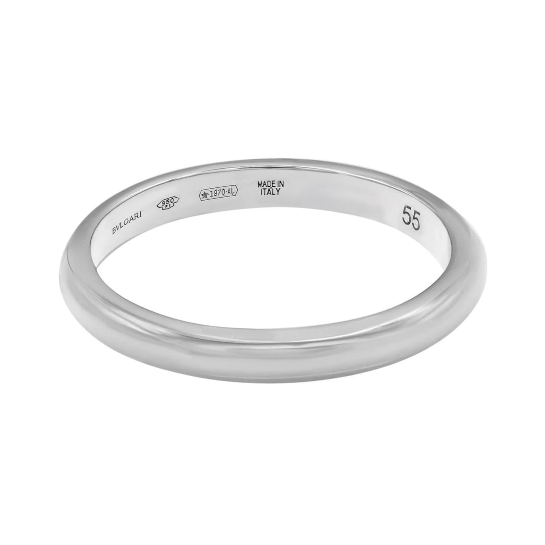 Bvlgari Fedi Platinum Wedding Band Unisex Ring 2.6mm Size 55 US 7.25: Bvlgari Fedi Platinum Wedding Band Unisex Ring 2.6mm Size 55 US 7.25 This Bvlgari Fedi wedding band is a timeless symbol of love and commitment. Crafted from highly polished platinum (950 parts per 10