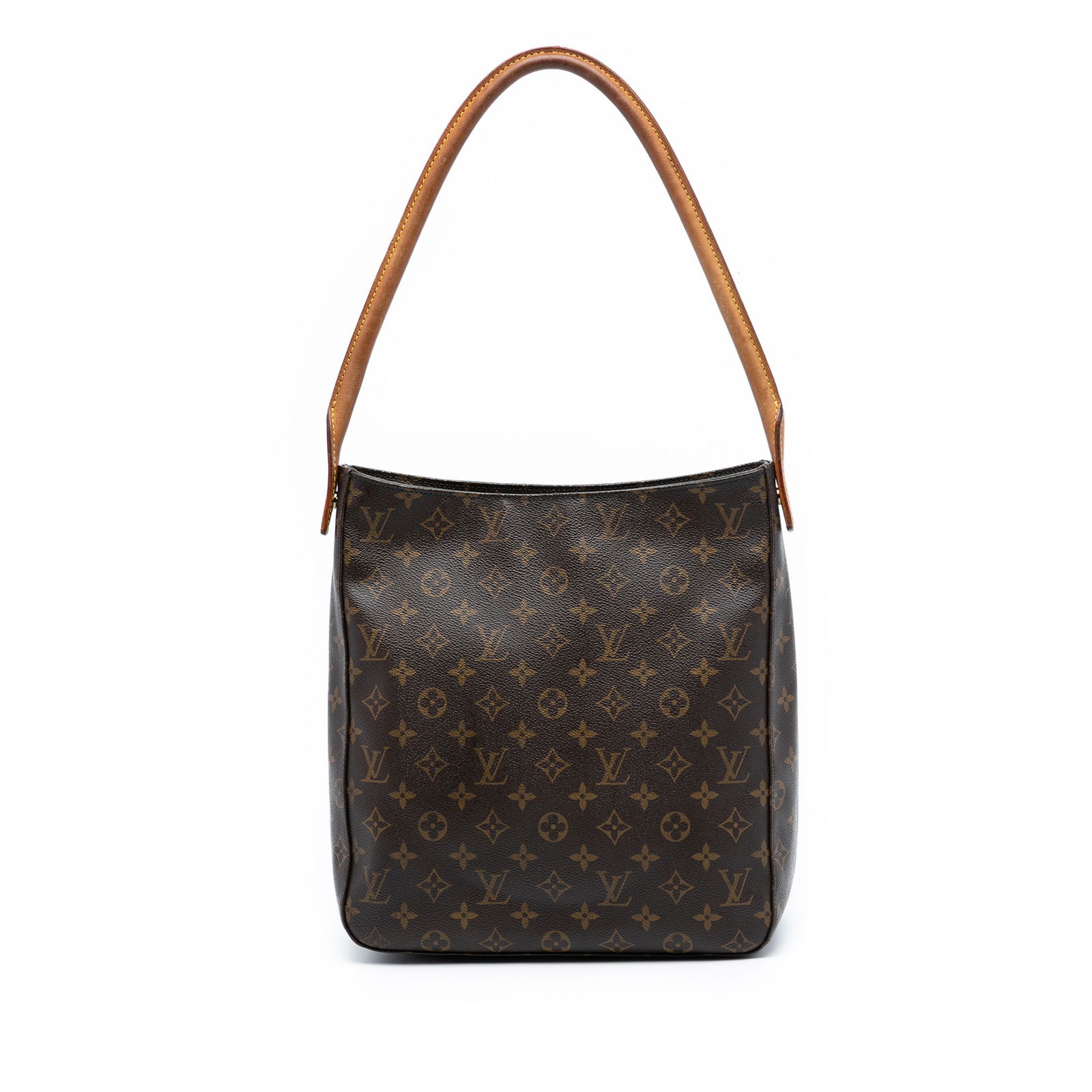 Louis Vuitton Looping GM Shoulder Bag with Monogram Canvas and Leather Strap: Louis Vuitton Looping GM Shoulder Bag with Monogram Canvas and Leather Strap The Louis Vuitton Monogram Looping GM is crafted from signature monogram canvas and features a rolled vachetta leather shou