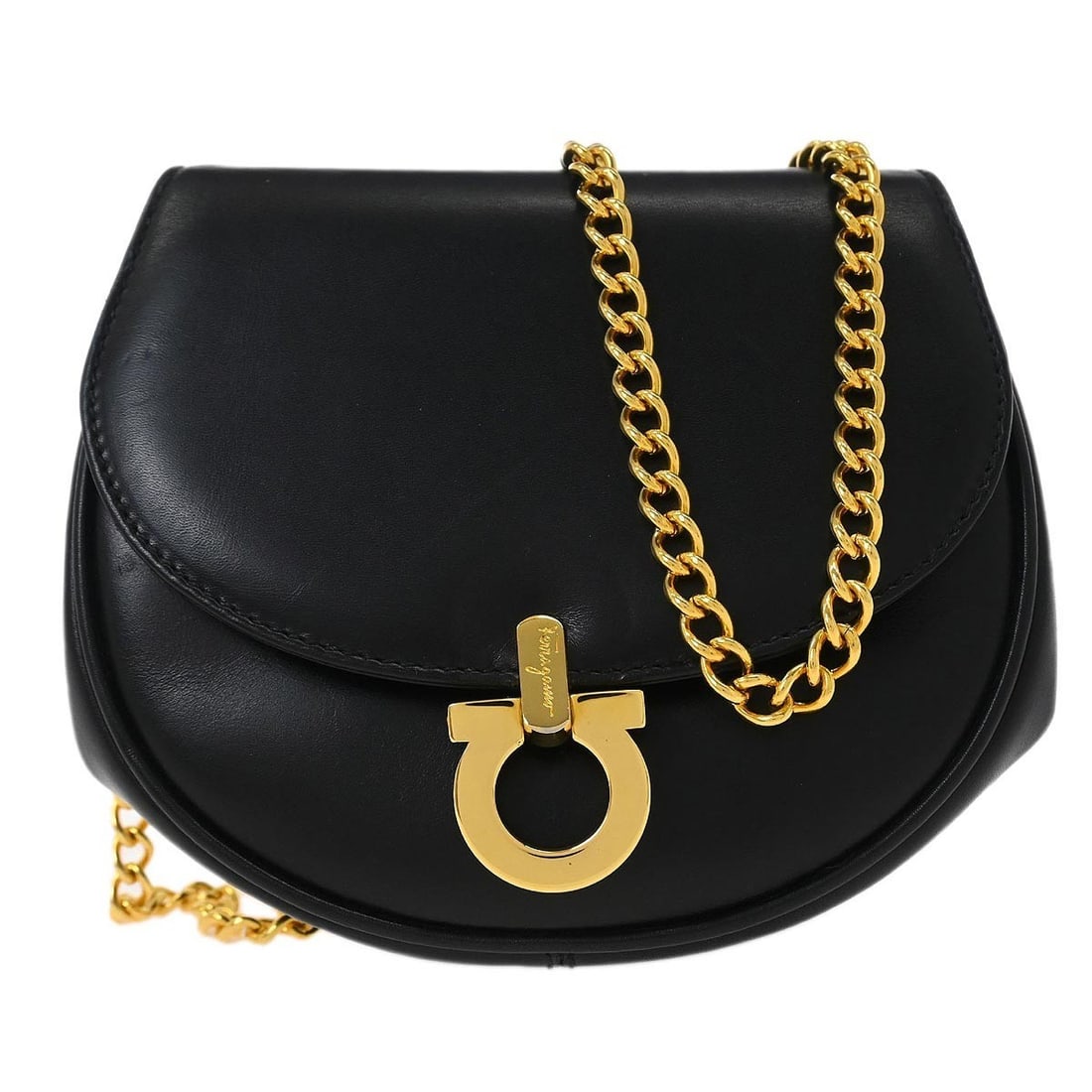 Gancini Leather Shoulder Bag by Salvatore Ferragamo Black Italy (1 of 10)