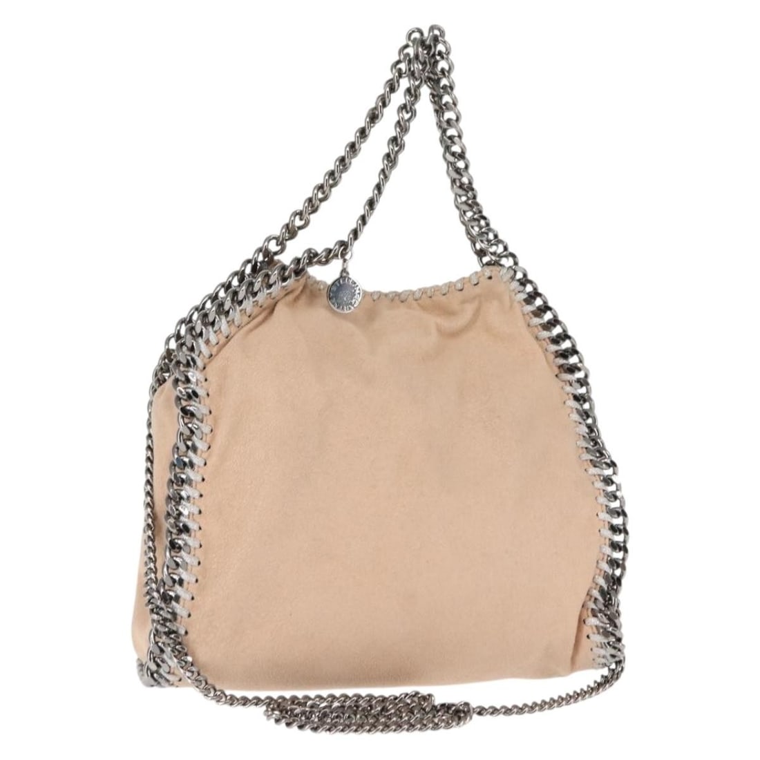 Stella McCartney Pink Suede Falabella Fold Over Crossbody Purse: Stella McCartney Pink Suede Falabella Fold Over Crossbody Purse This Stella McCartney Falabella Fold Over Crossbody Bag is crafted from pink suede and designed for women. It features a chain detail an