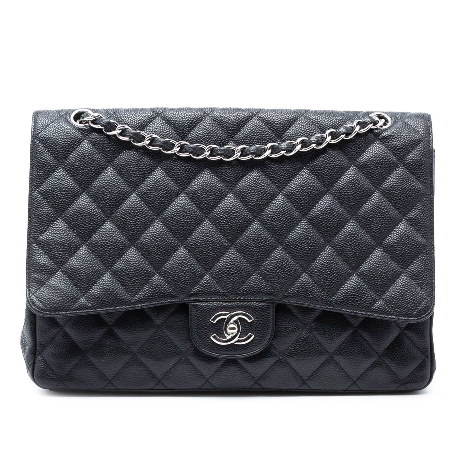 Chanel Maxi Classic Black Caviar Leather Single Flap Shoulder Bag (1 of 7)
