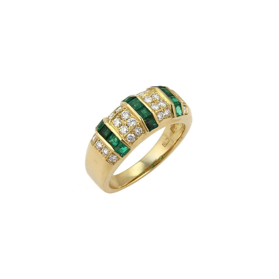 18k Yellow Gold Band Ring With Emeralds and Diamonds by Queen Size 5 (1 of 5)
