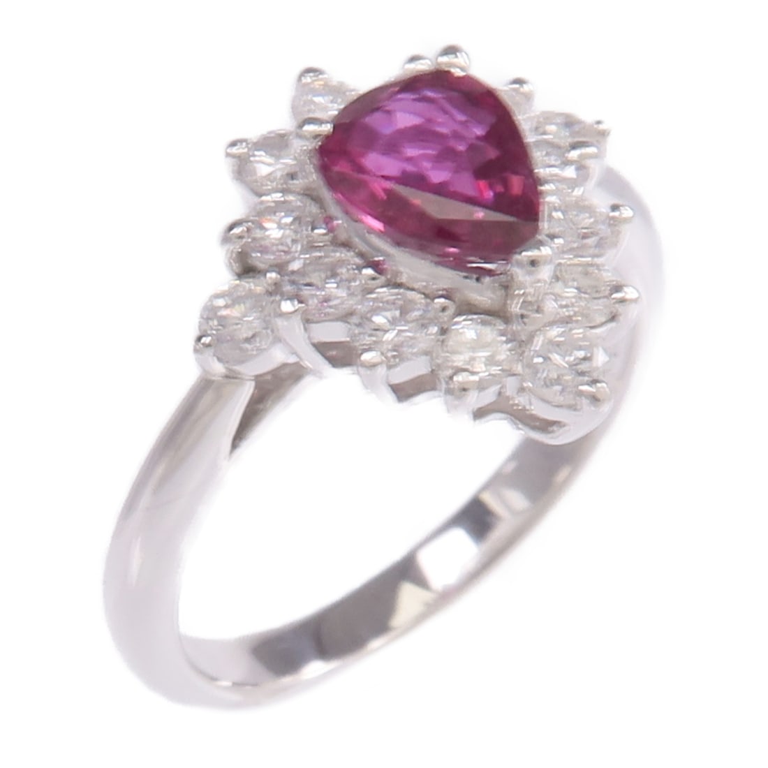 Pt850 Platinum Ring with Ruby and Diamonds Size 5 (1 of 8)