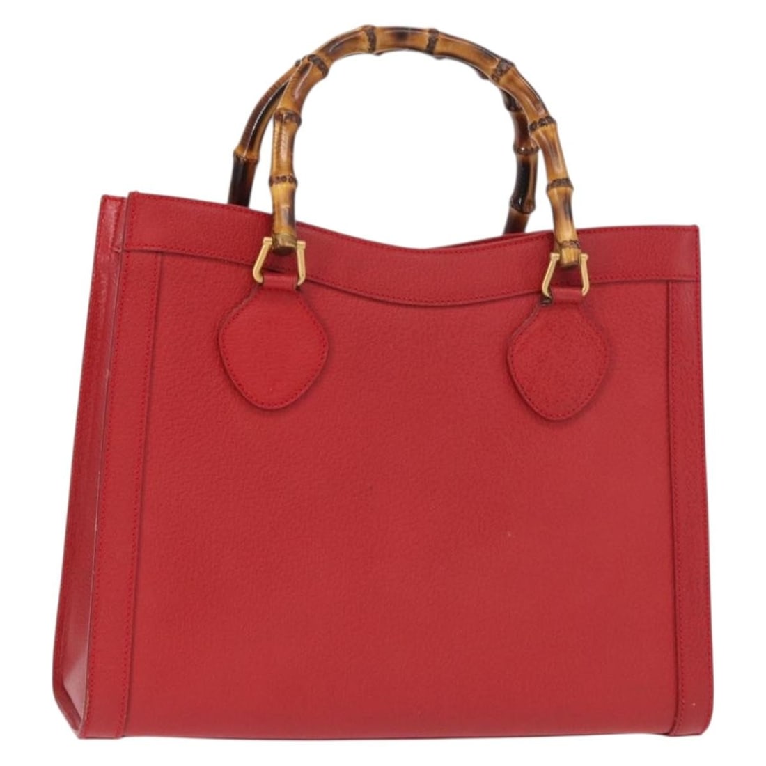 GUCCI Bamboo Red Gold Leather Hand Bag 002 0260 2615 Auth (1 of 18)